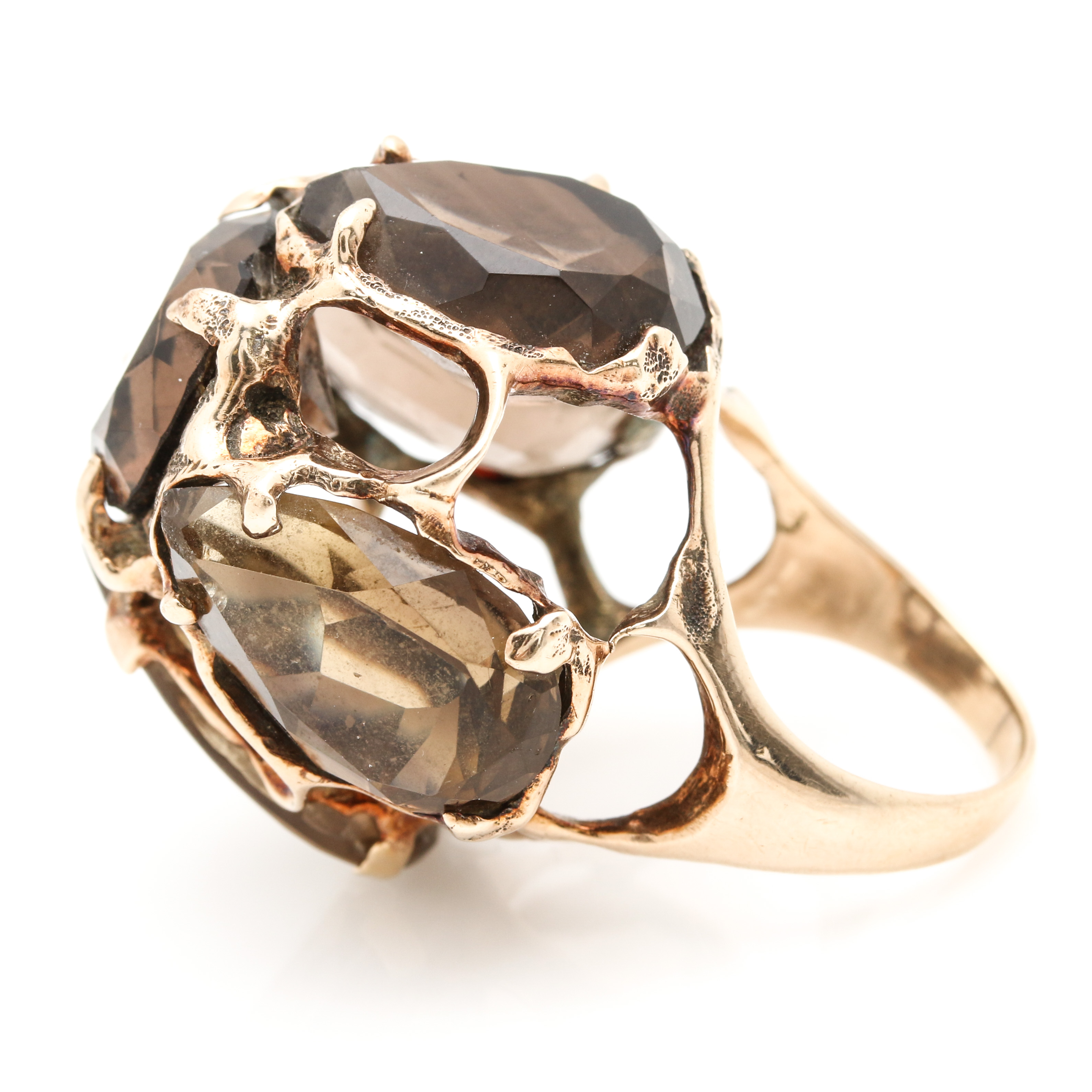 14K Yellow Gold Smoky Quartz Ring