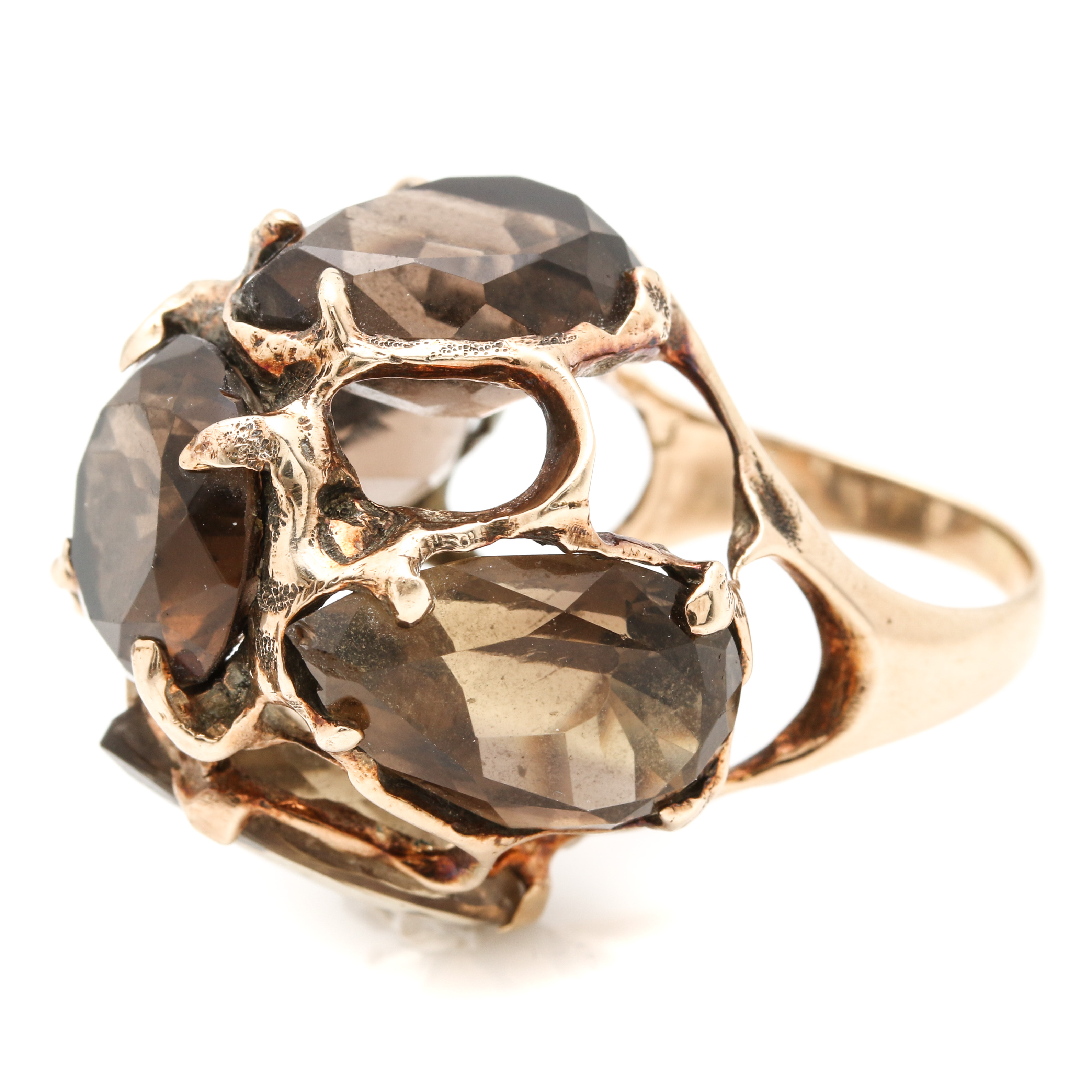 14K Yellow Gold Smoky Quartz Ring