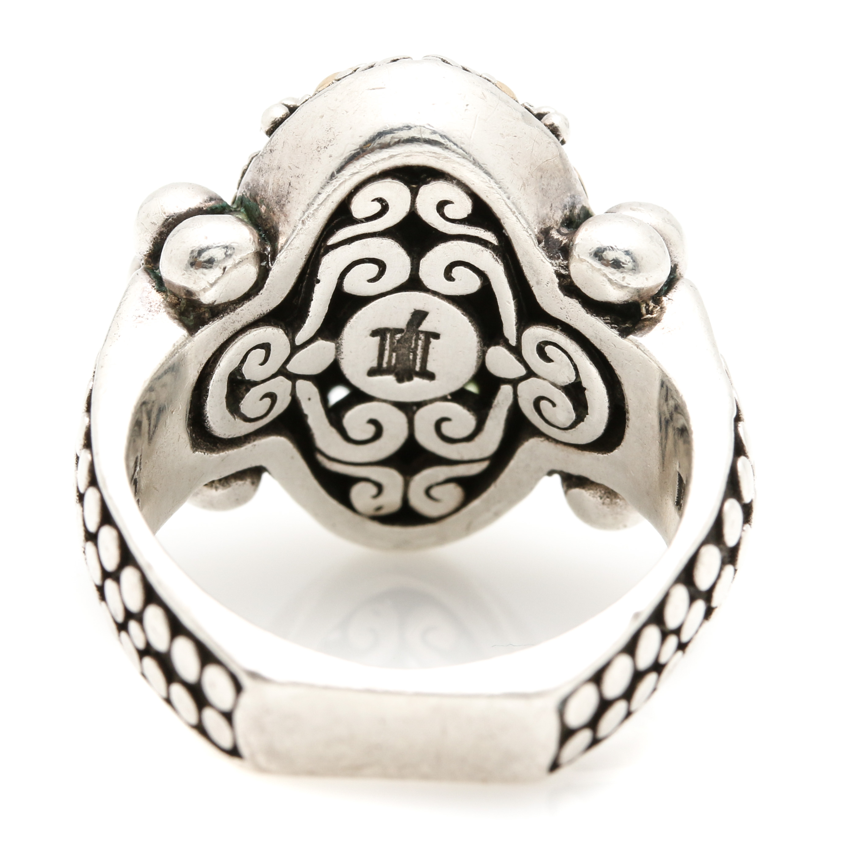 John Hardy Sterling Silver and 18K Yellow Gold Dot Ring