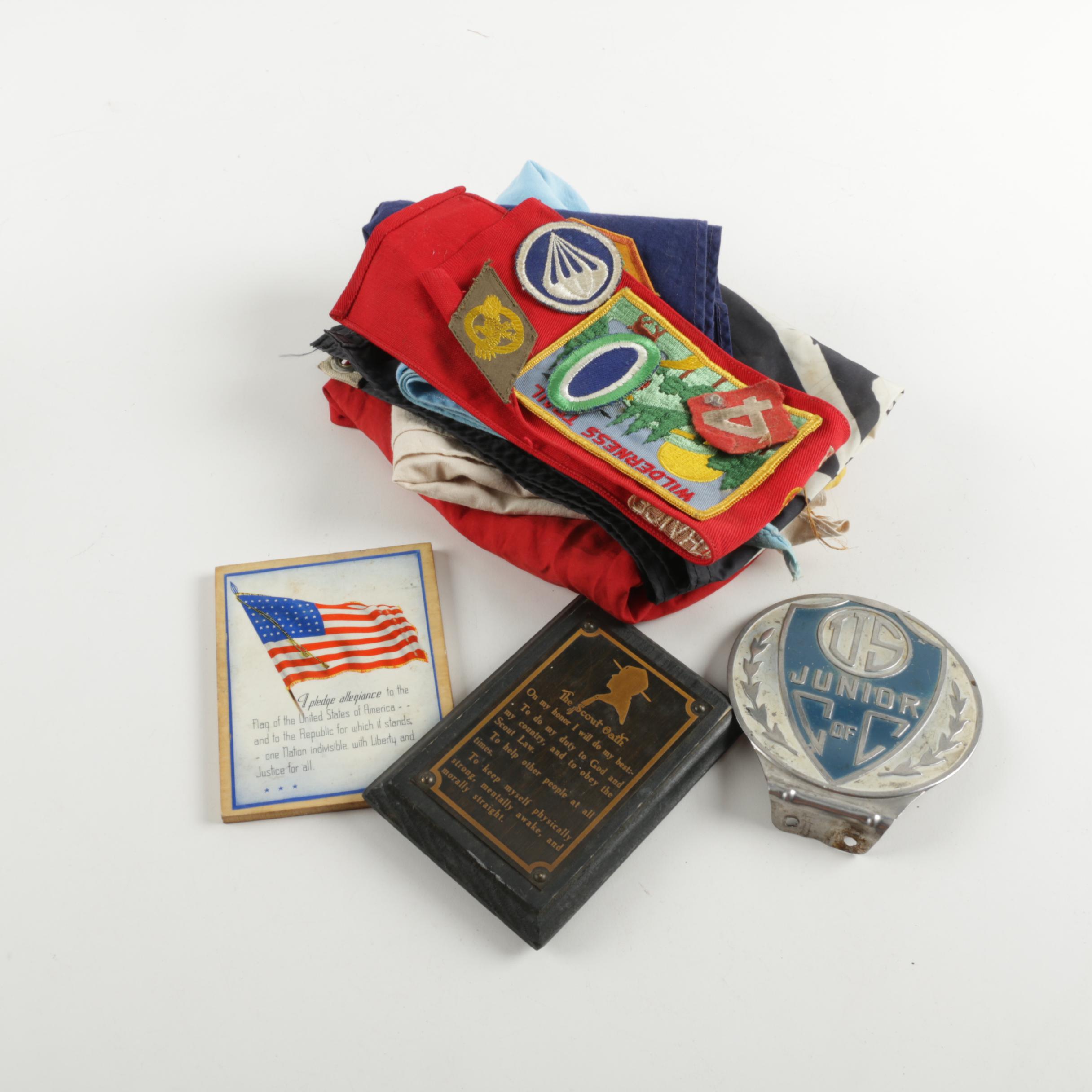 Assortment of Boy Scout Memorabilia with Jolly Roger Flag
