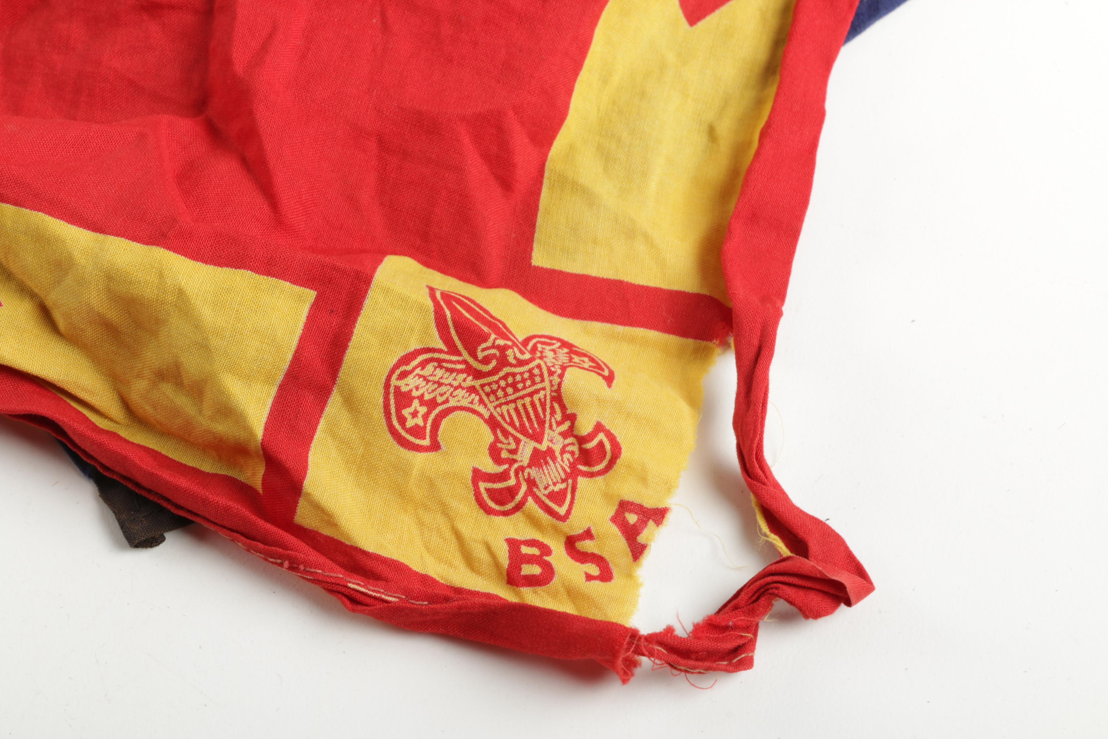 Assortment of Boy Scout Memorabilia with Jolly Roger Flag