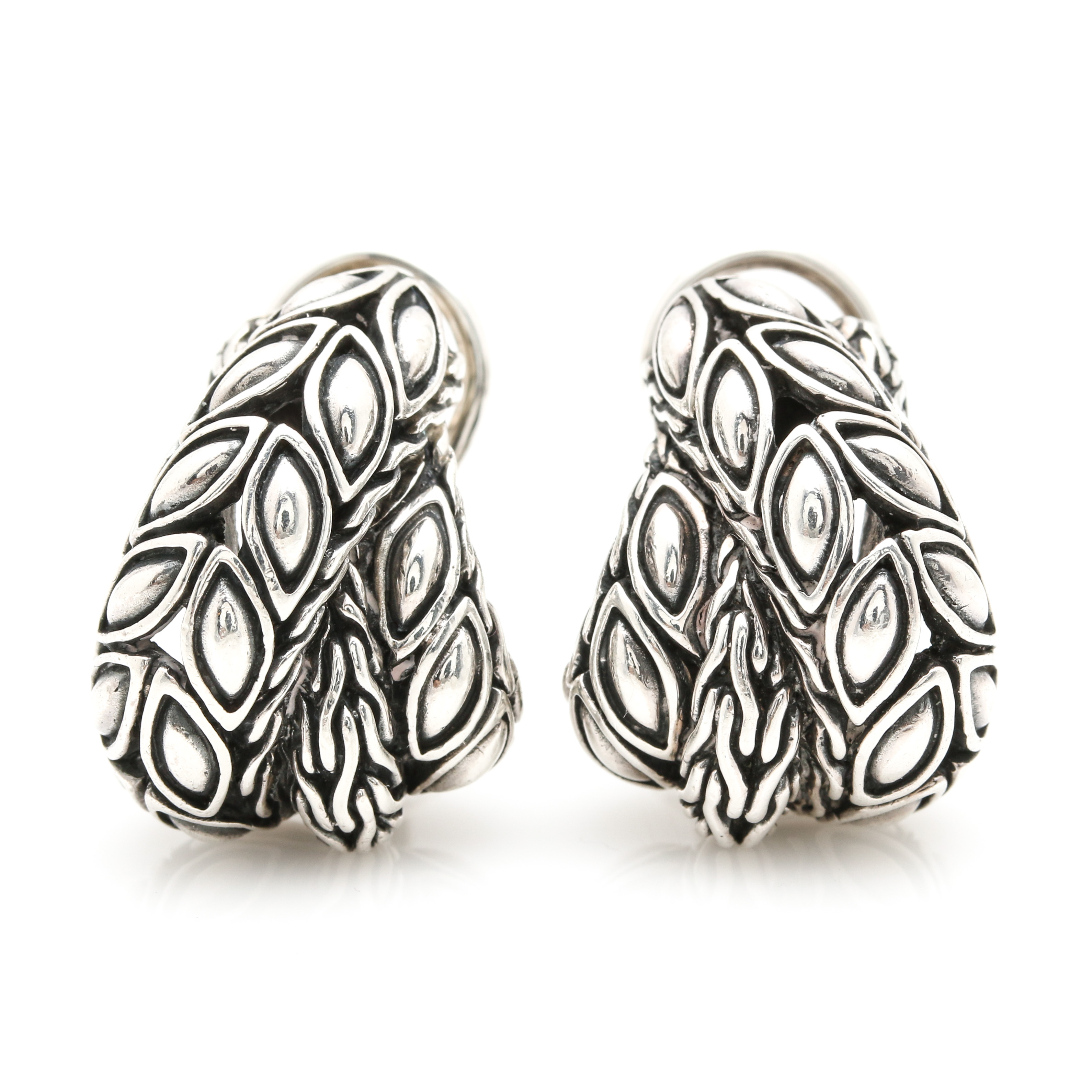 John Hardy Sterling Silver Half Hoop Earrings