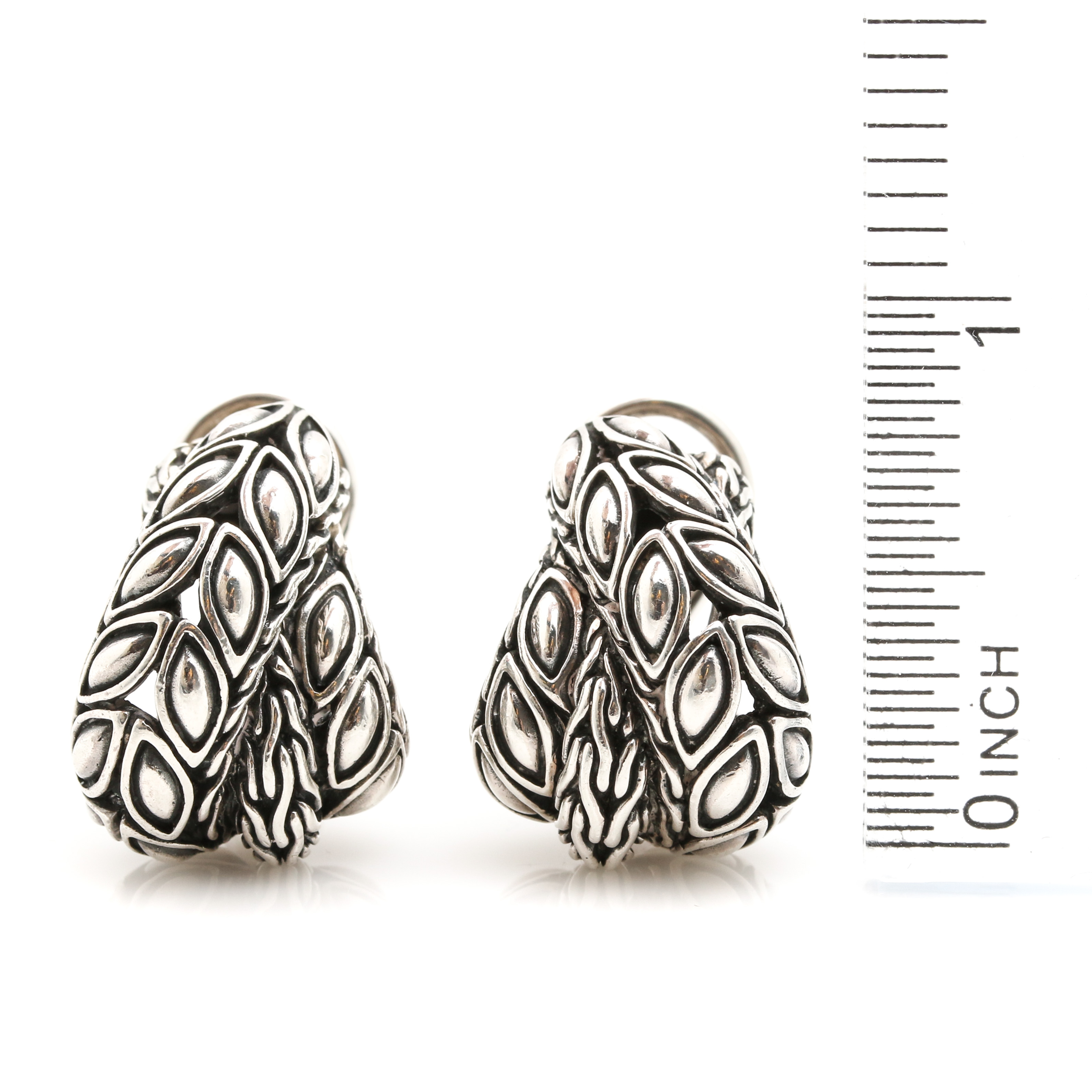 John Hardy Sterling Silver Half Hoop Earrings