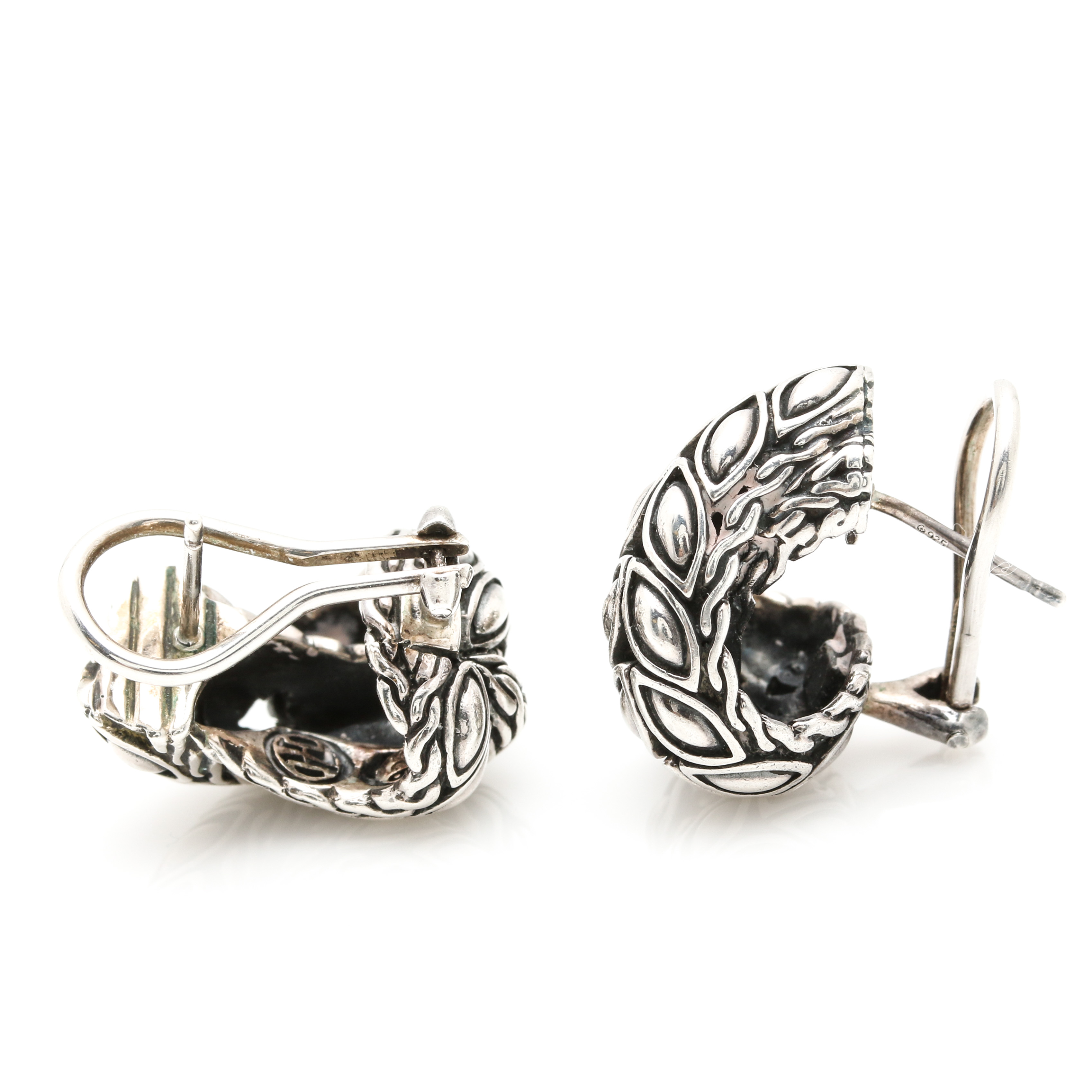 John Hardy Sterling Silver Half Hoop Earrings