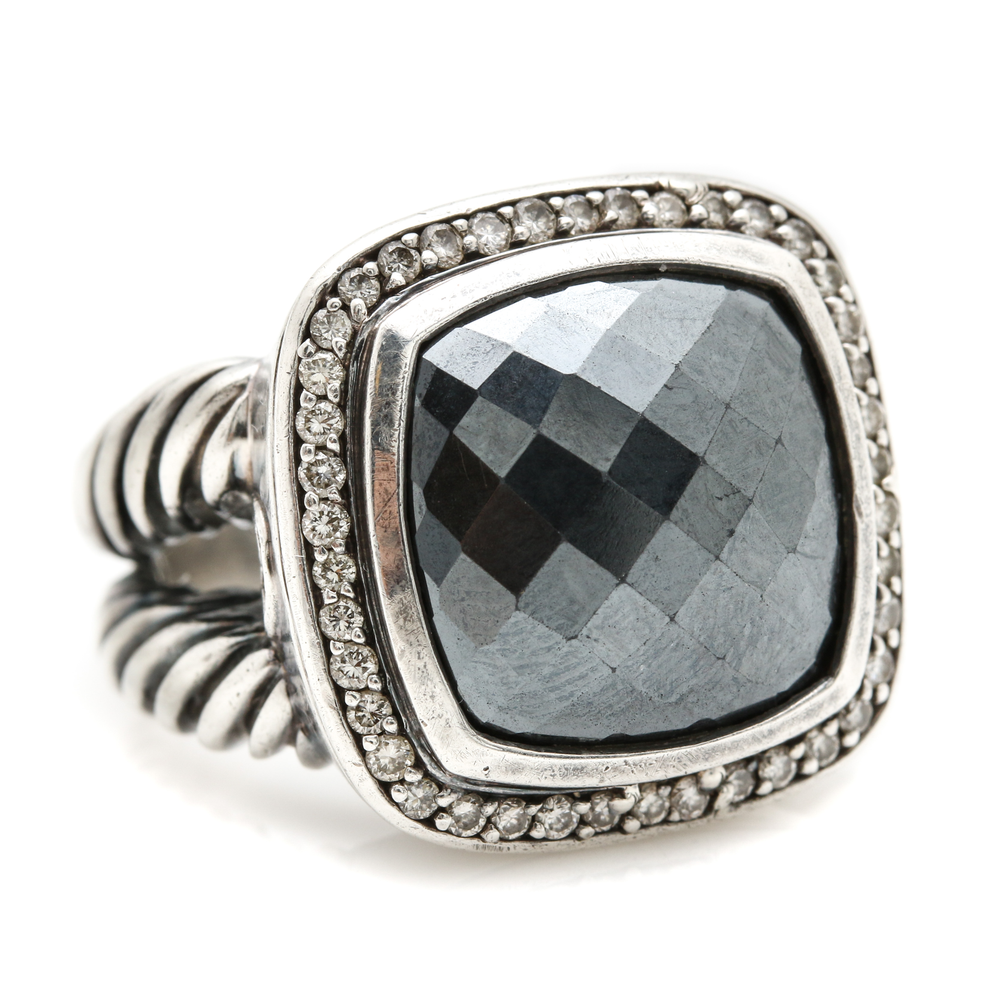 David Yurman "Albion" Hematite and Diamond Ring