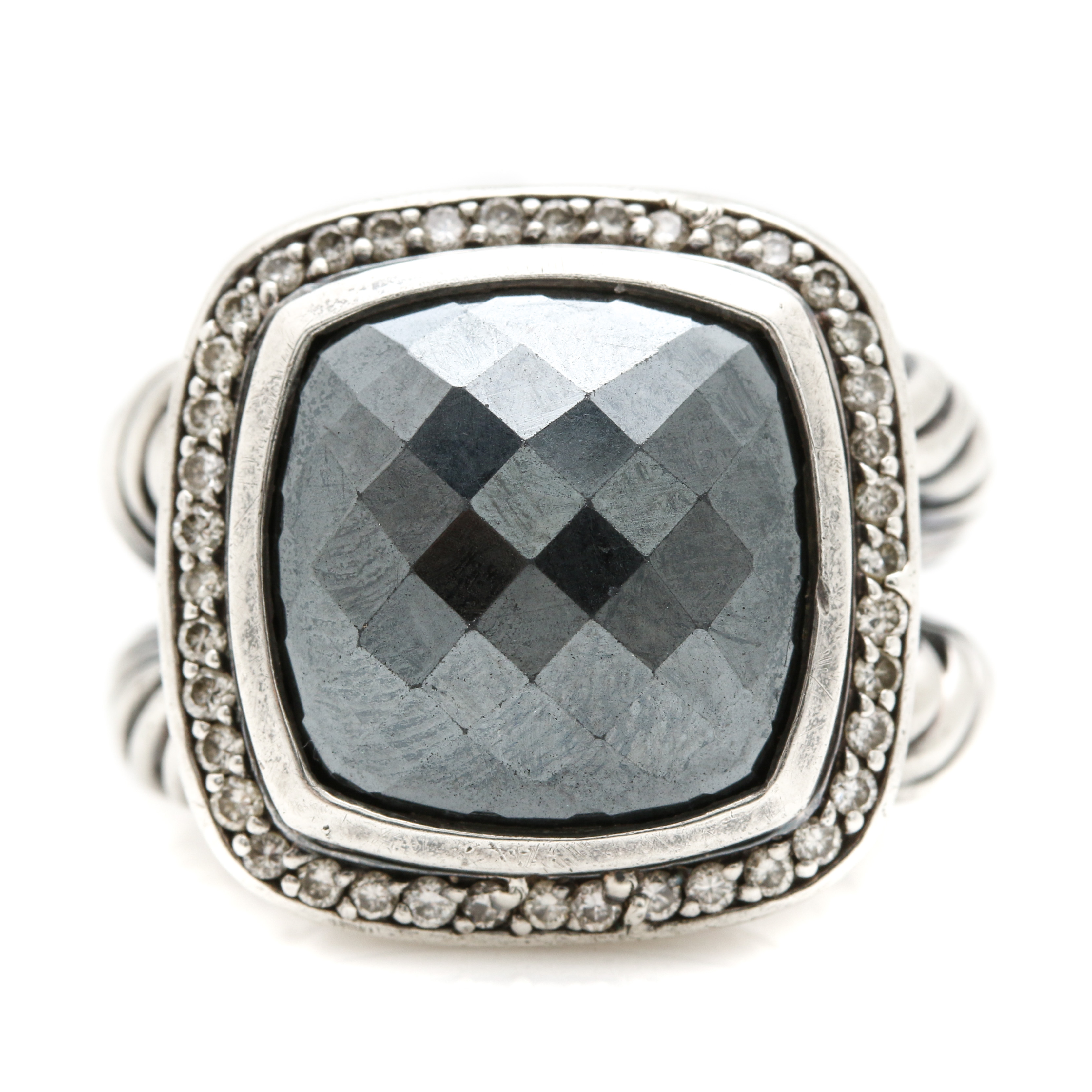 David Yurman "Albion" Hematite and Diamond Ring