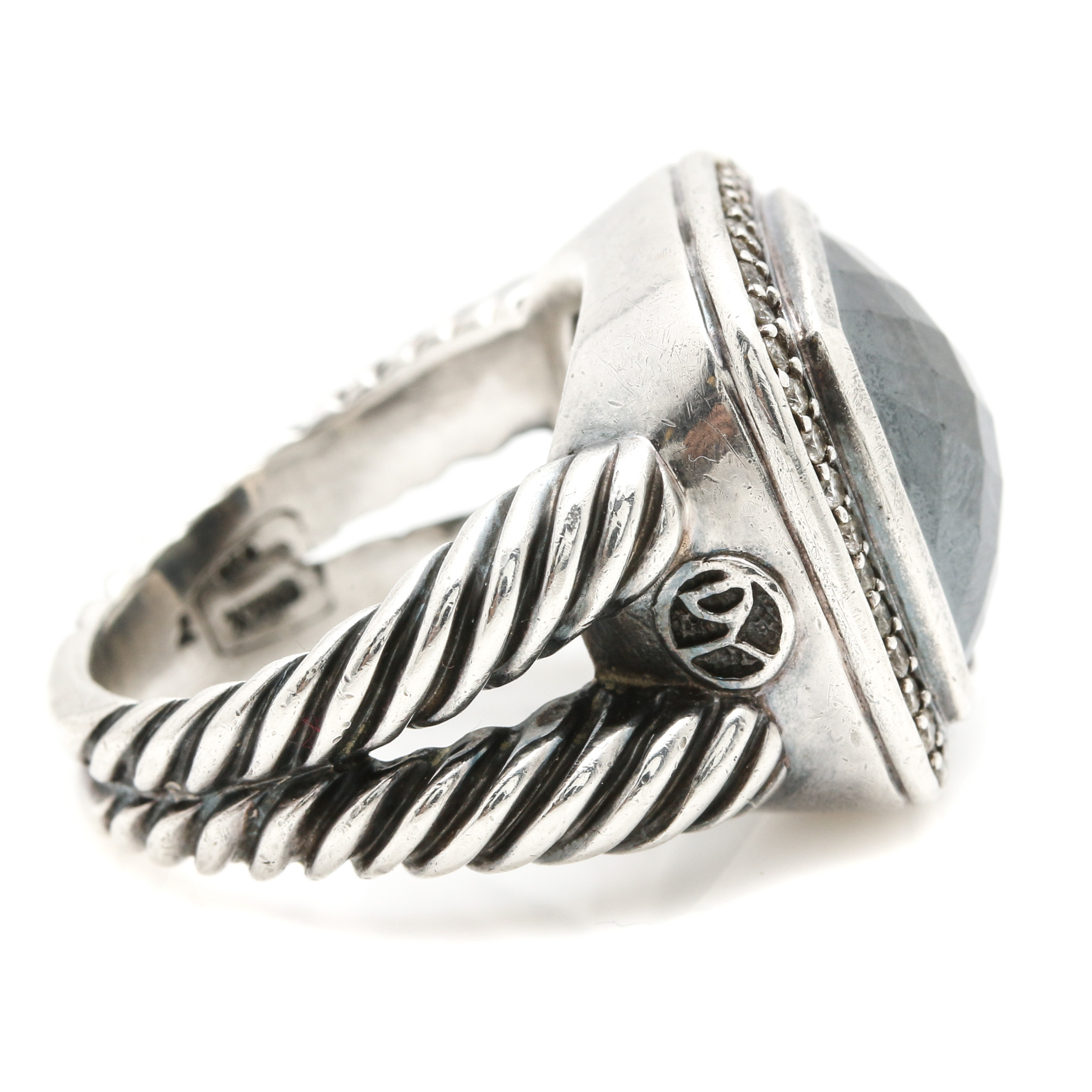 David Yurman "Albion" Hematite and Diamond Ring
