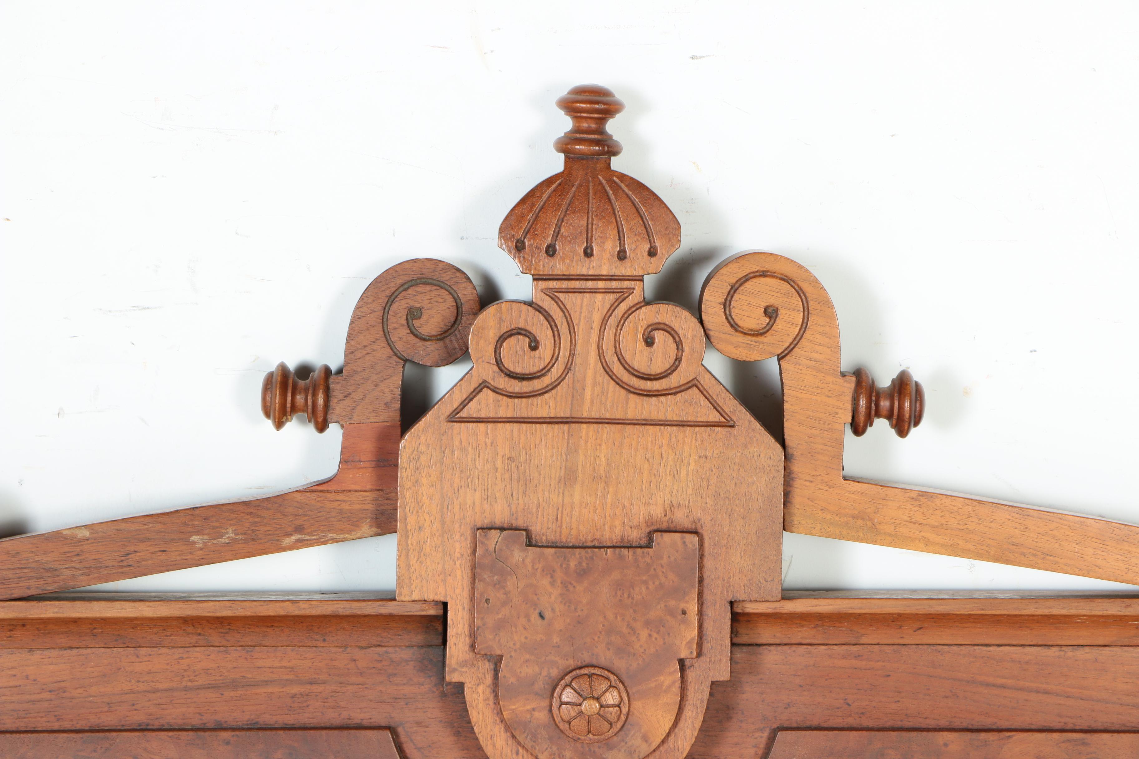 Antique Eastlake Walnut Twin Bed Headboard