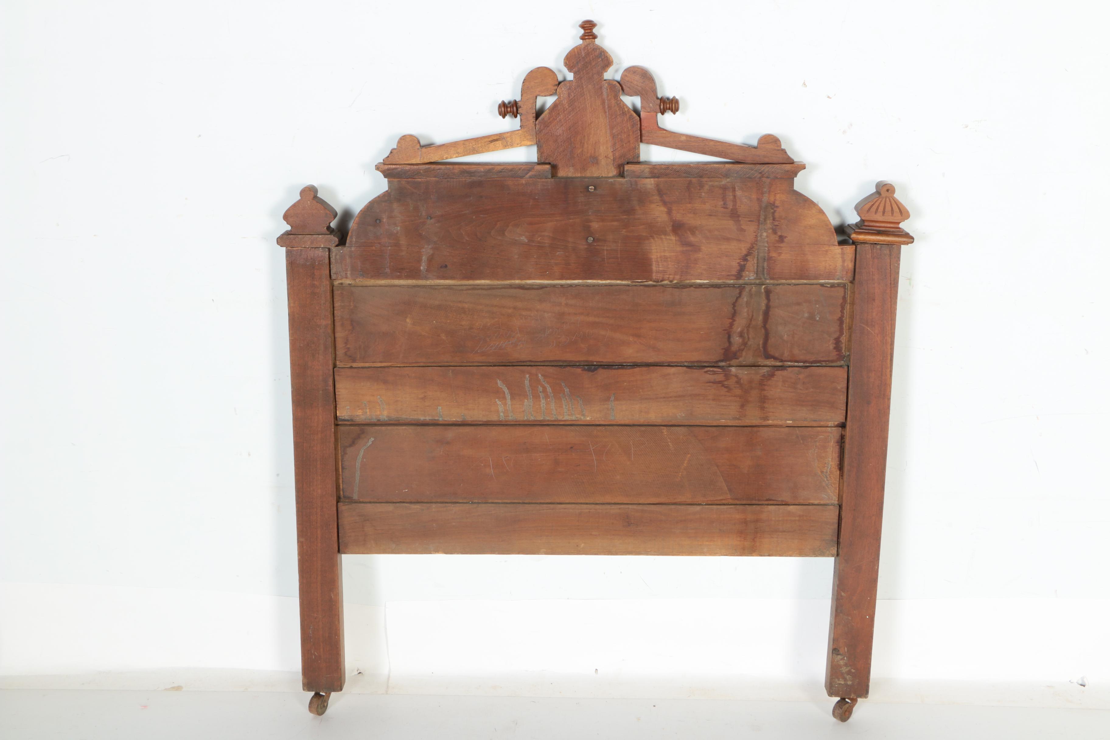 Antique Eastlake Walnut Twin Bed Headboard