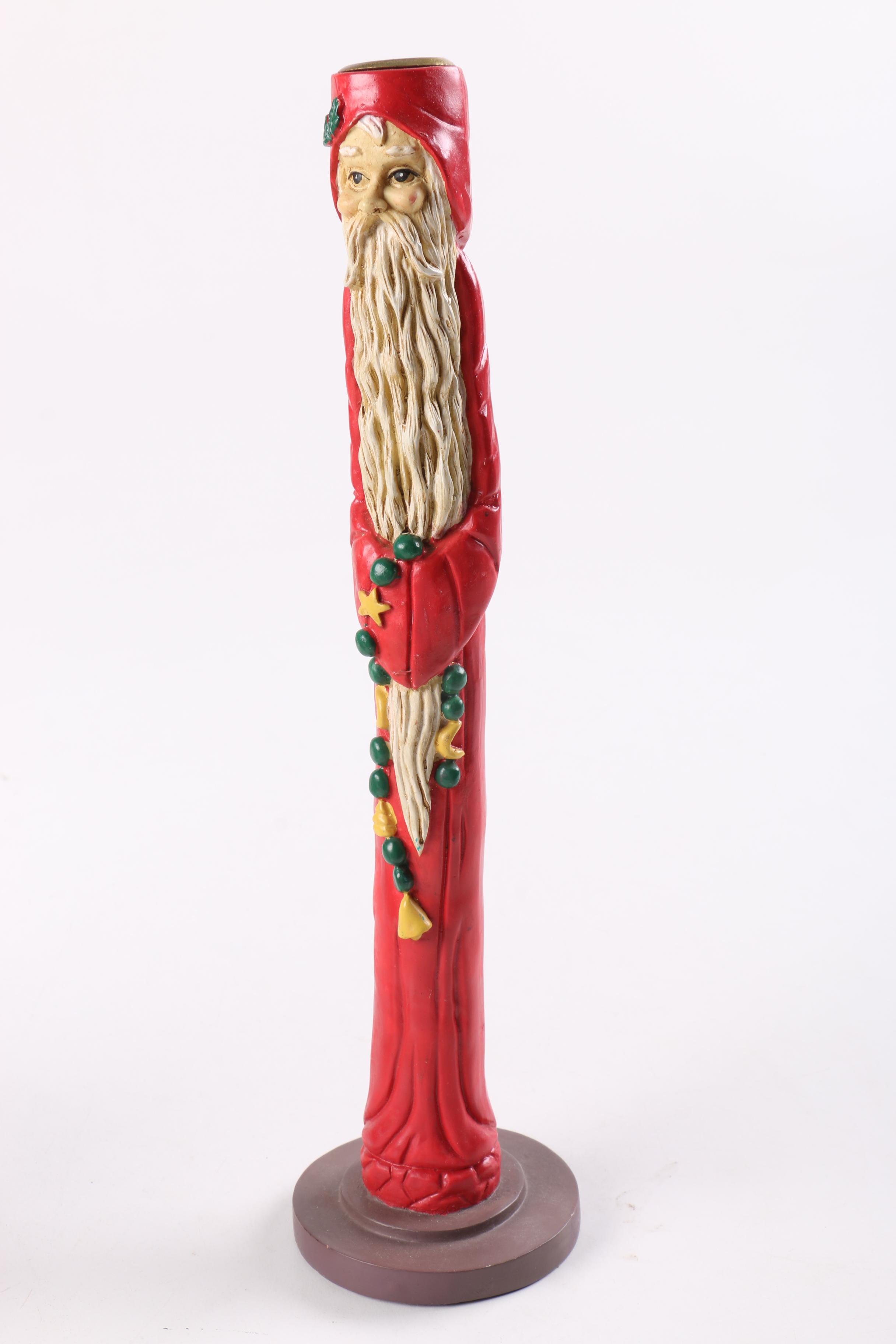 Artisan Carved Wooden Candleholders