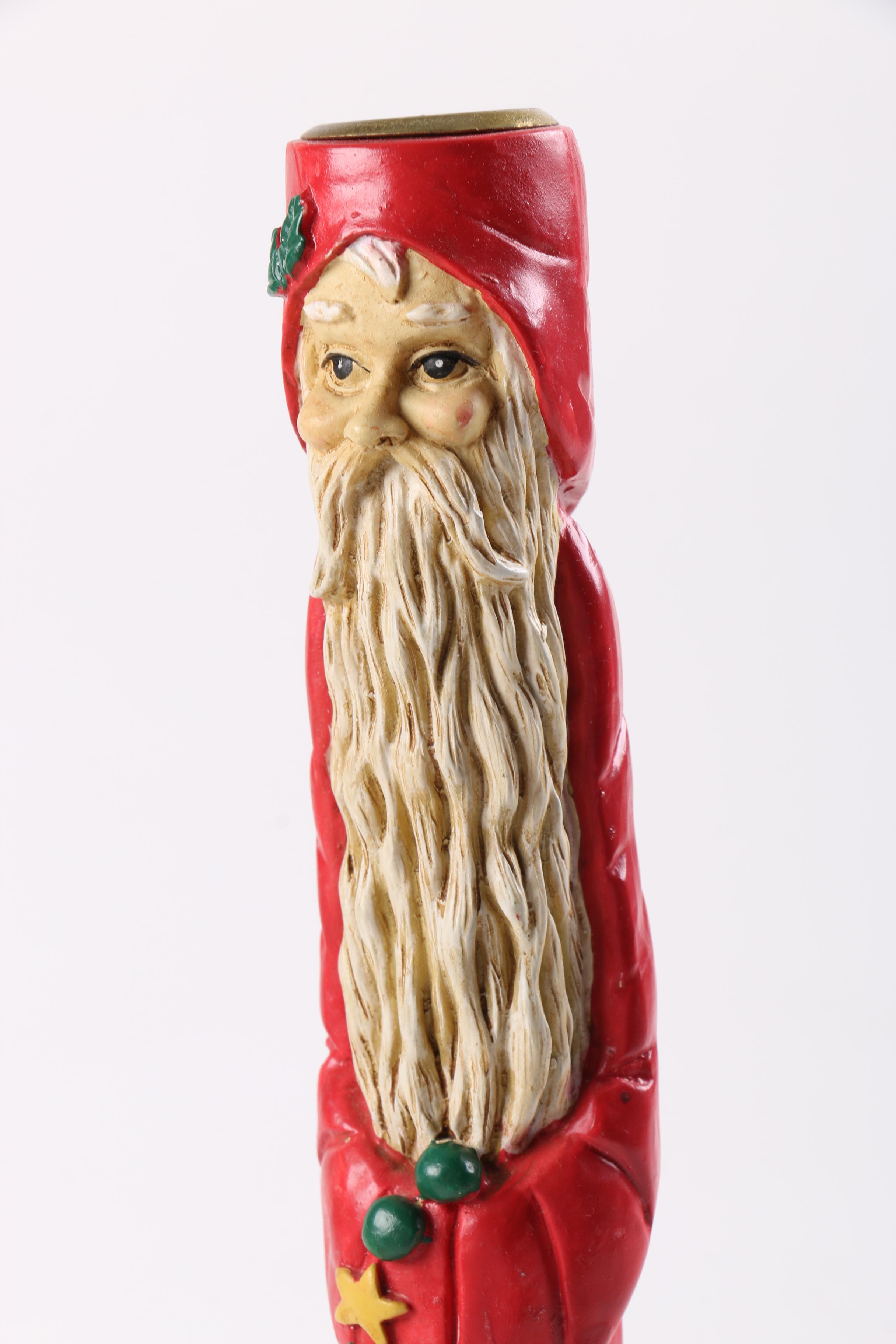 Artisan Carved Wooden Candleholders