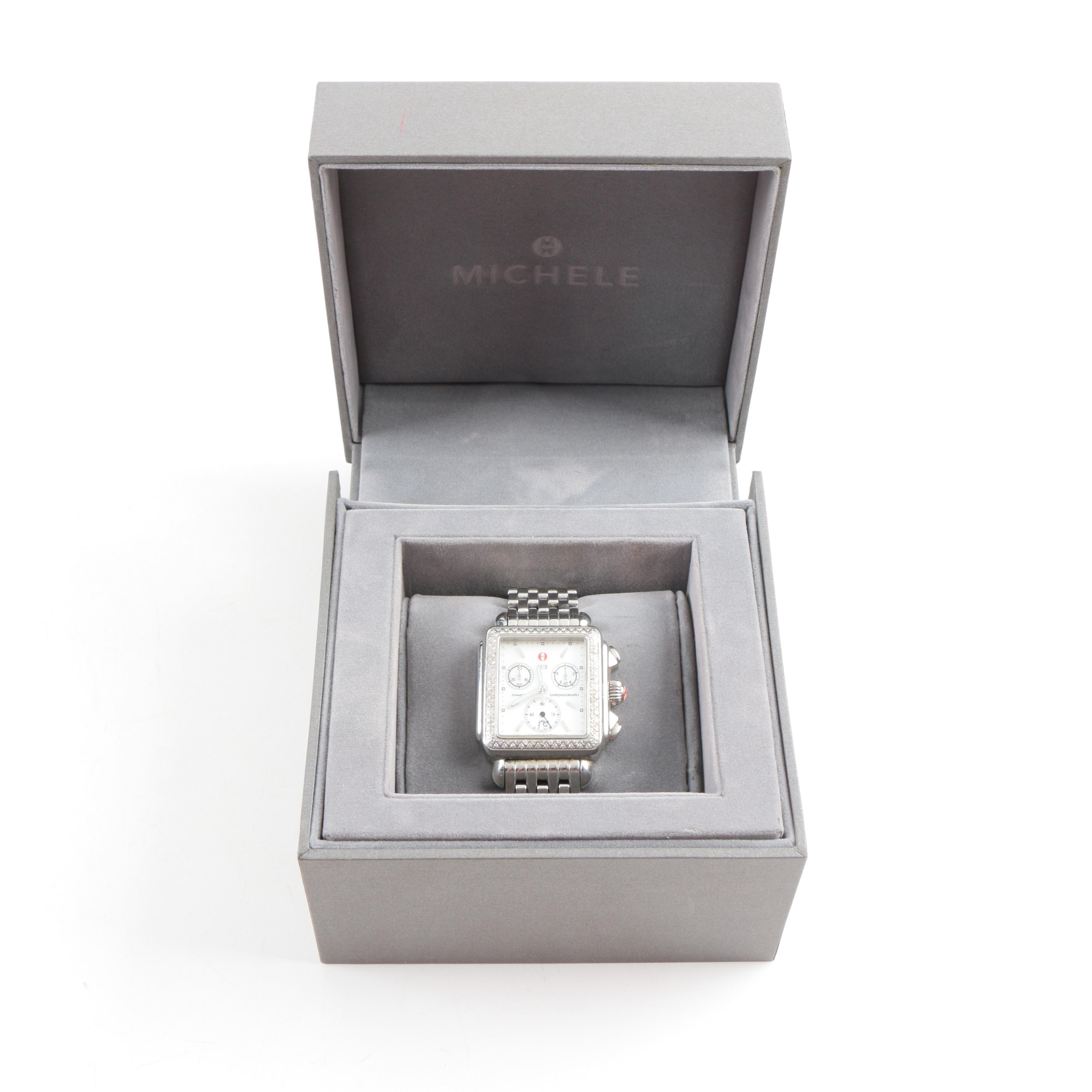 Michele "Deco" Diamond Chronograph Watch