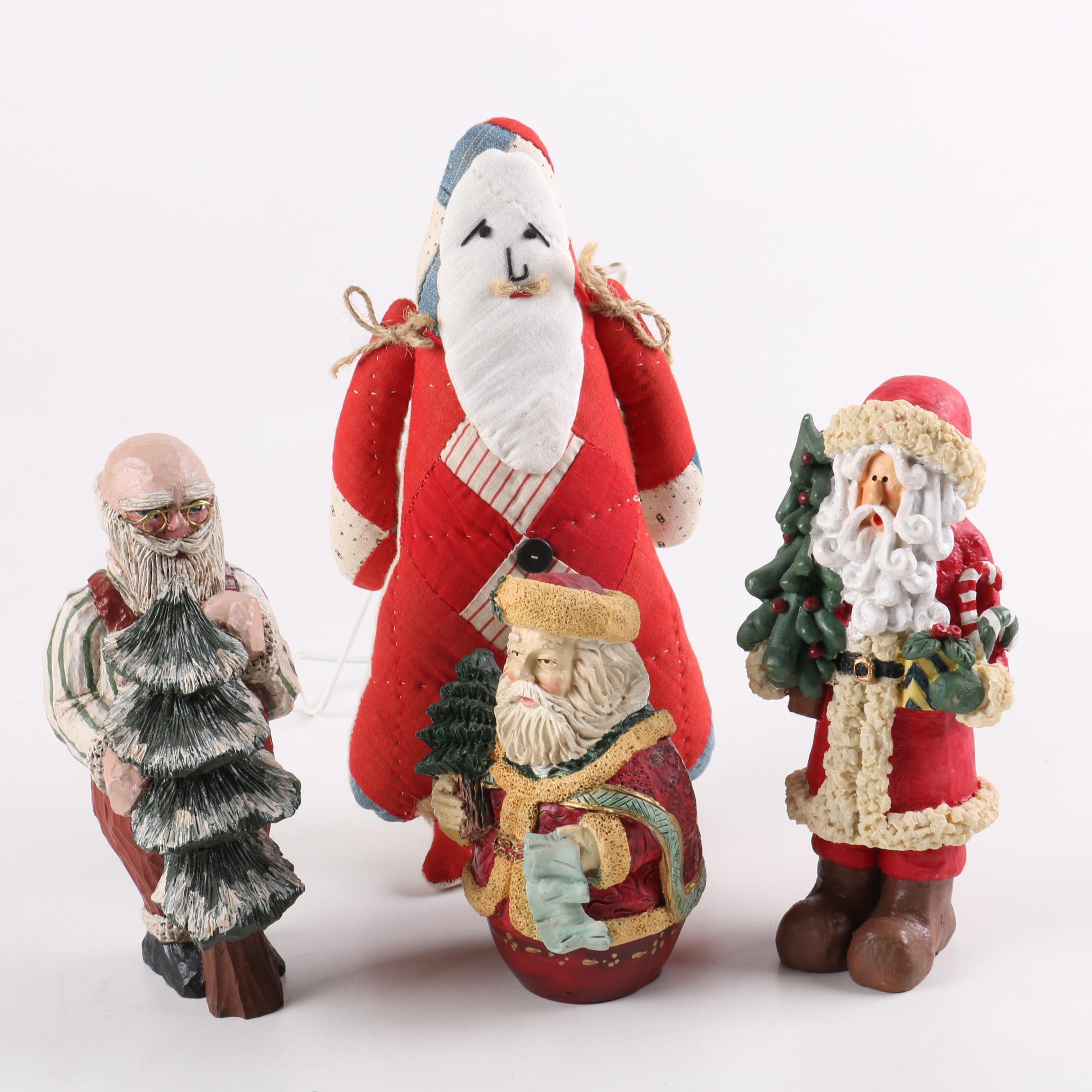 Santa Figurines and Pillow