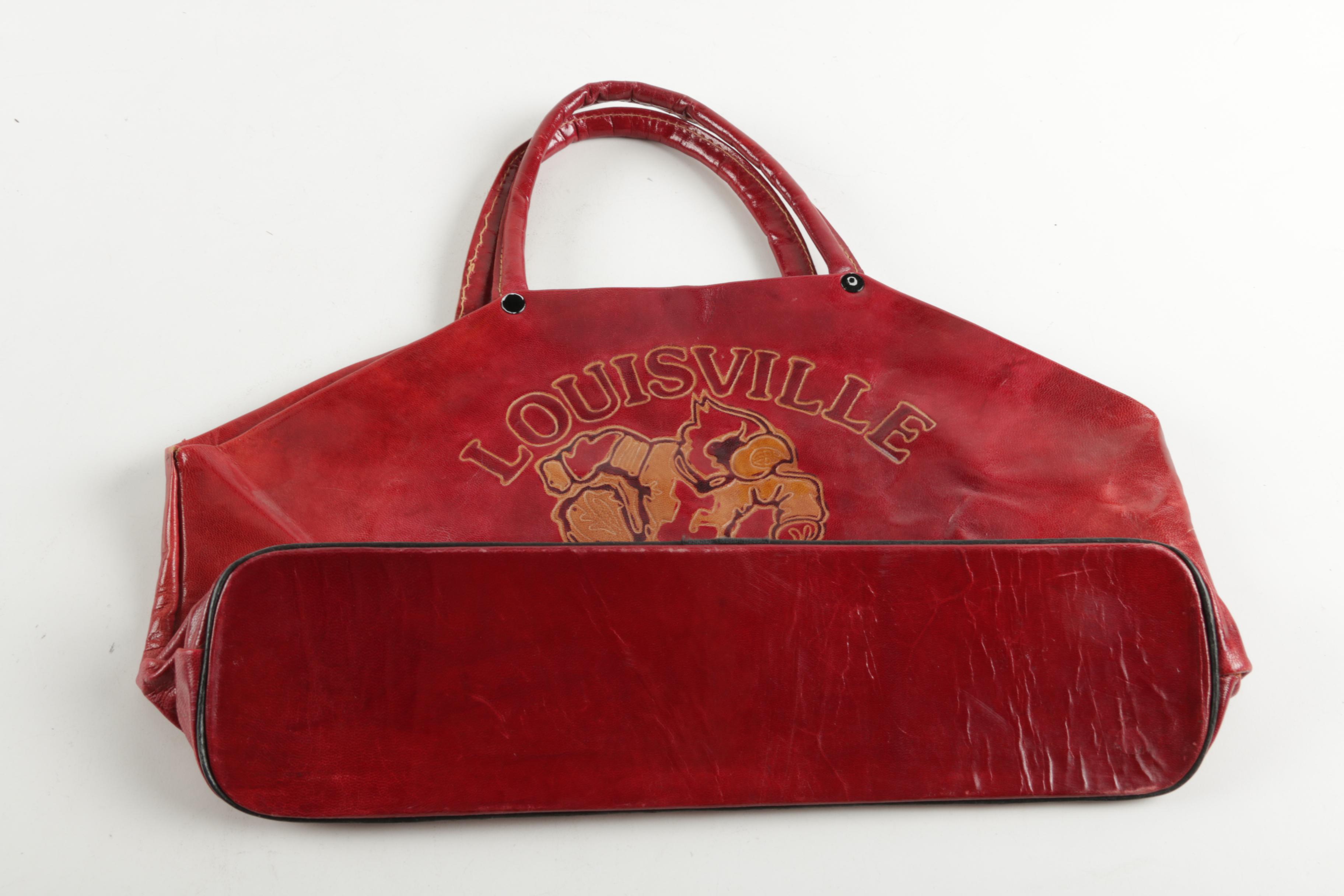 Hand-Tooled Leather Handbags Including Louisville Cardinals Handbag