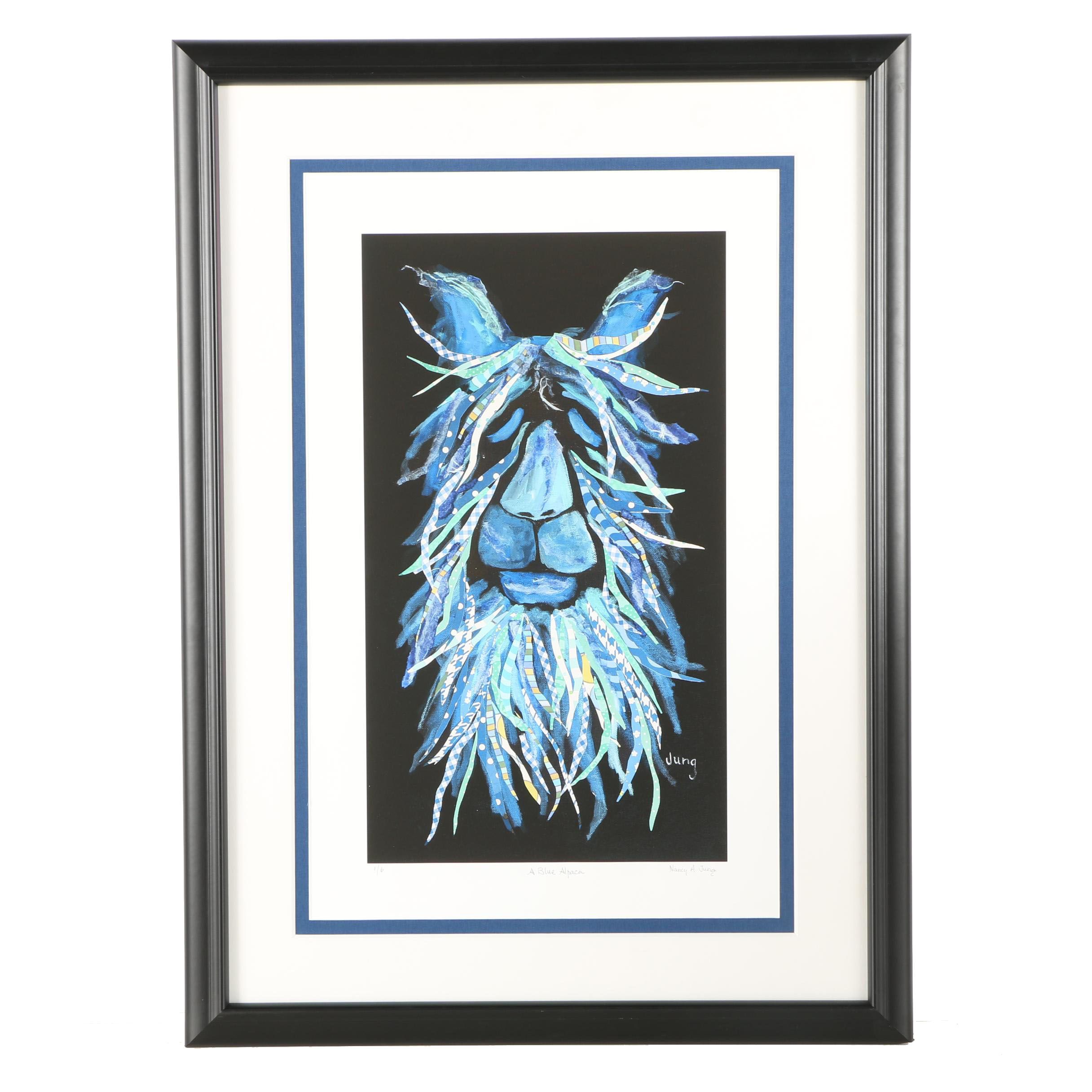 Nancy A. Jung Limited Edition Giclee Print "A Blue Alpaca"