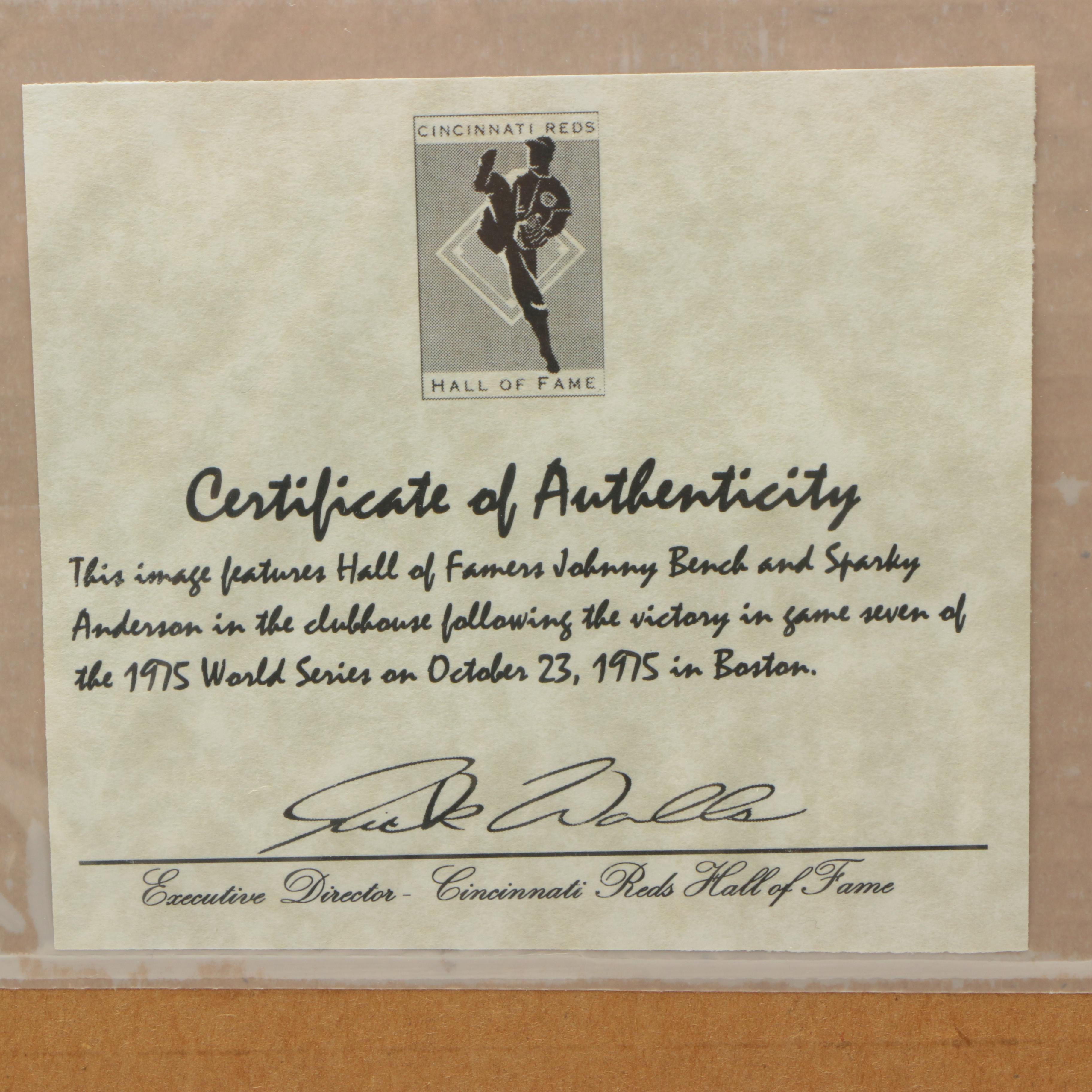 "The Great Eight" Commemorative Baseball and Johnny Bench/Sparky Anderson Print