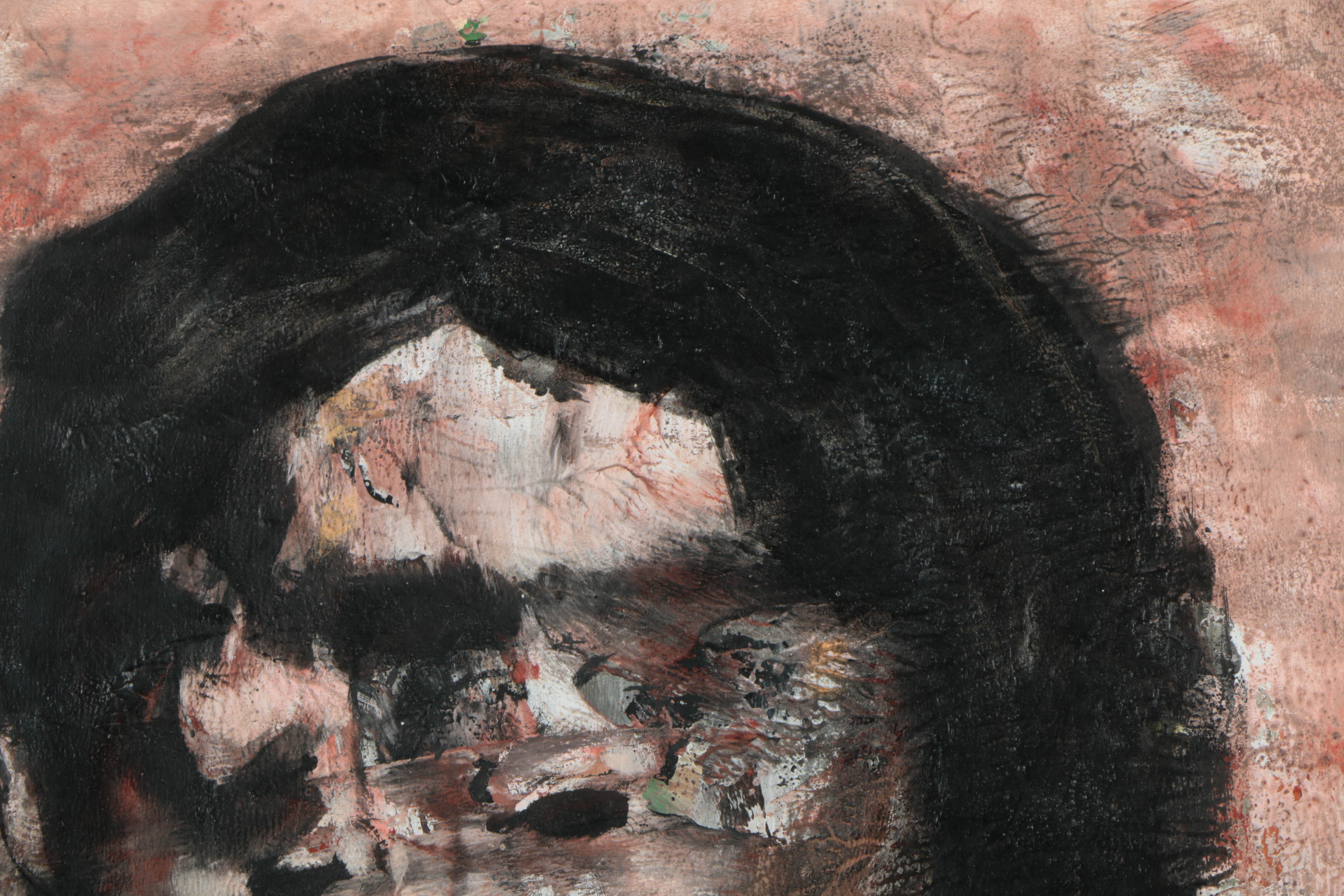 Anibal Villacis Mixed Media Painting on Paper of a Child