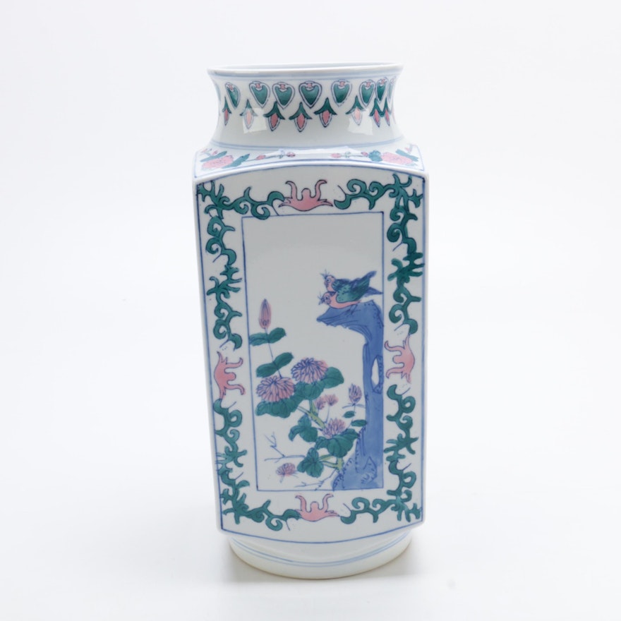 Porcelain Handpainted Square Vase