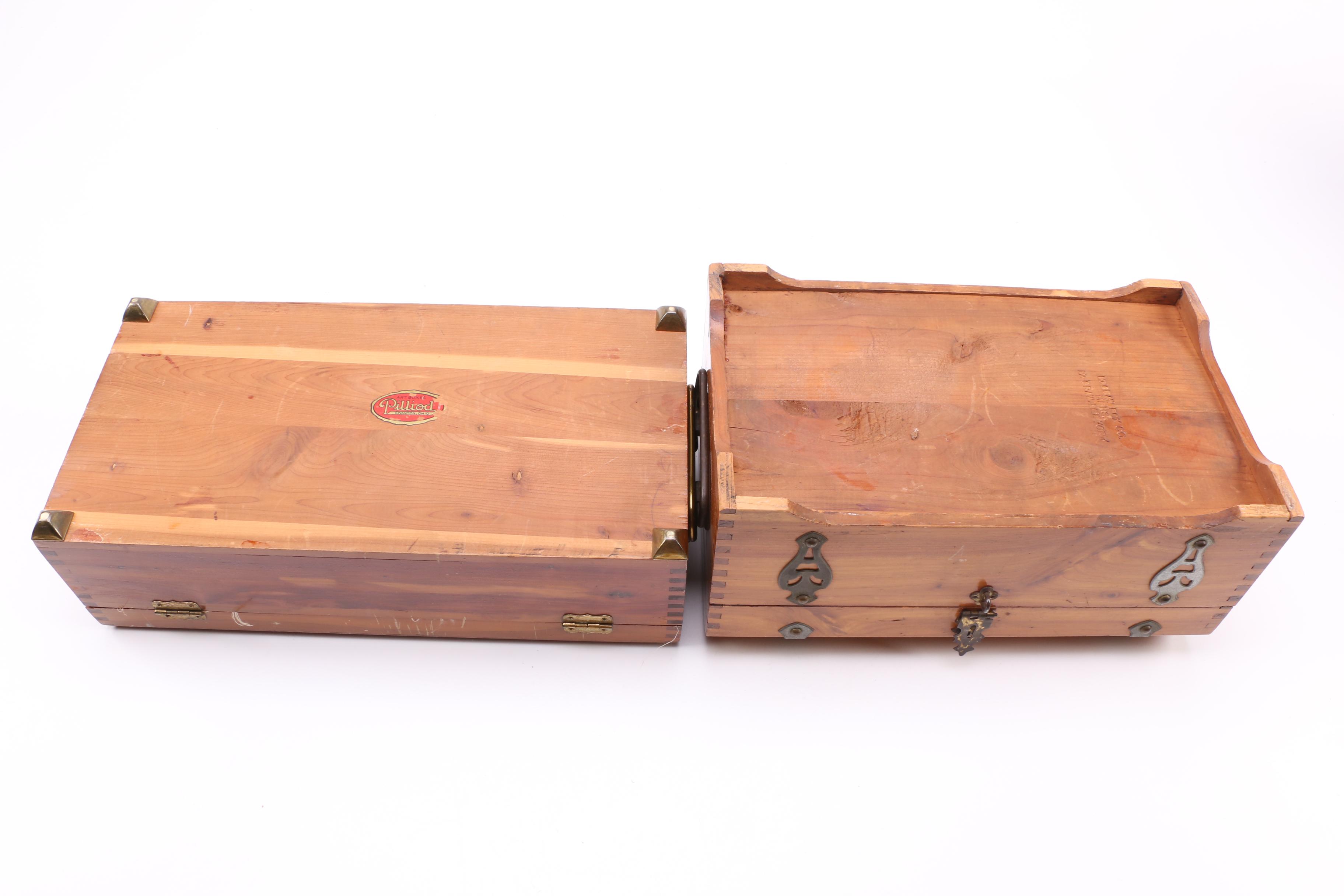 Assortment of Jewelry Chests and Storage Boxes Featuring Pilliod