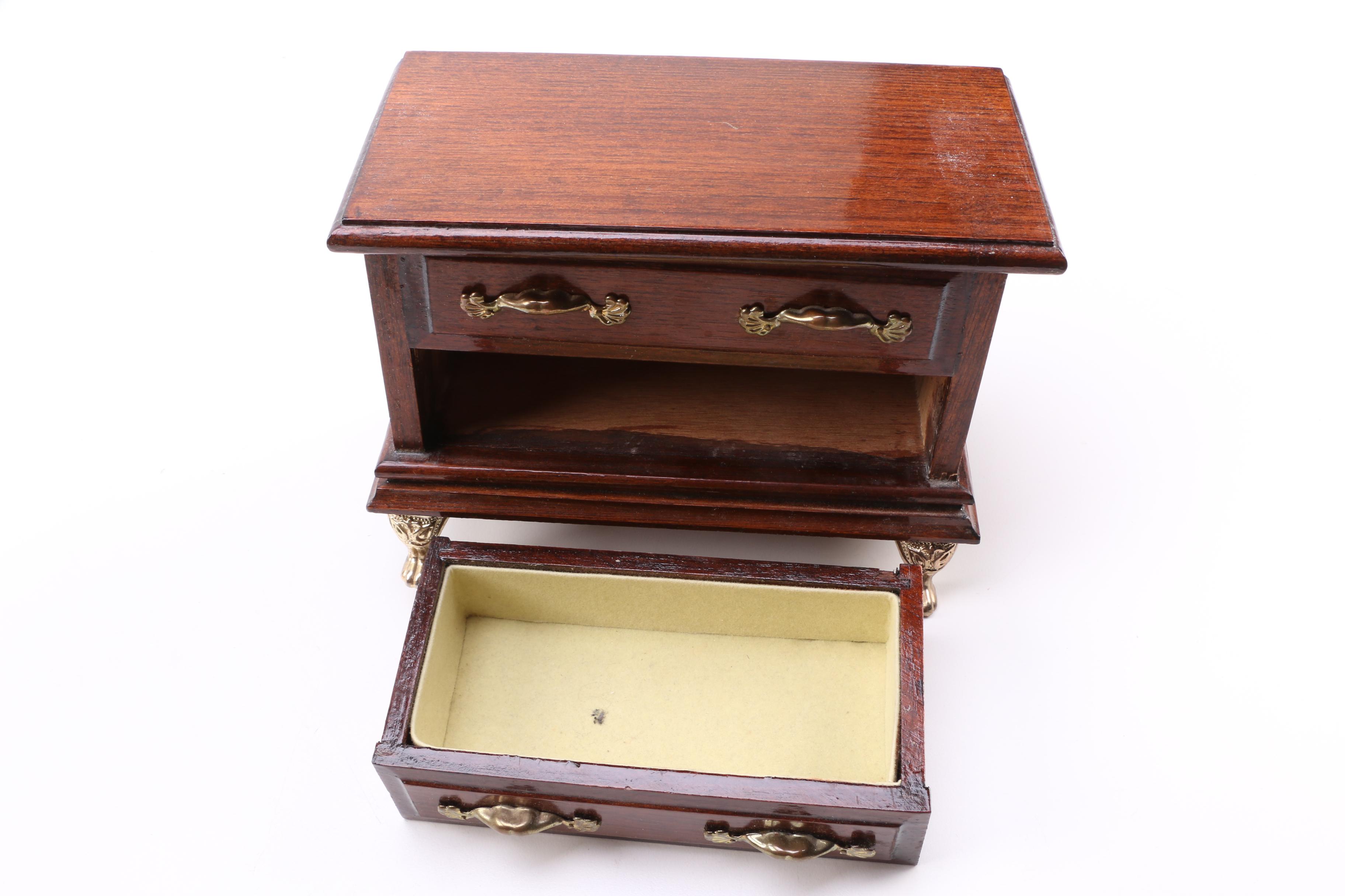 Assortment of Jewelry Chests and Storage Boxes Featuring Pilliod