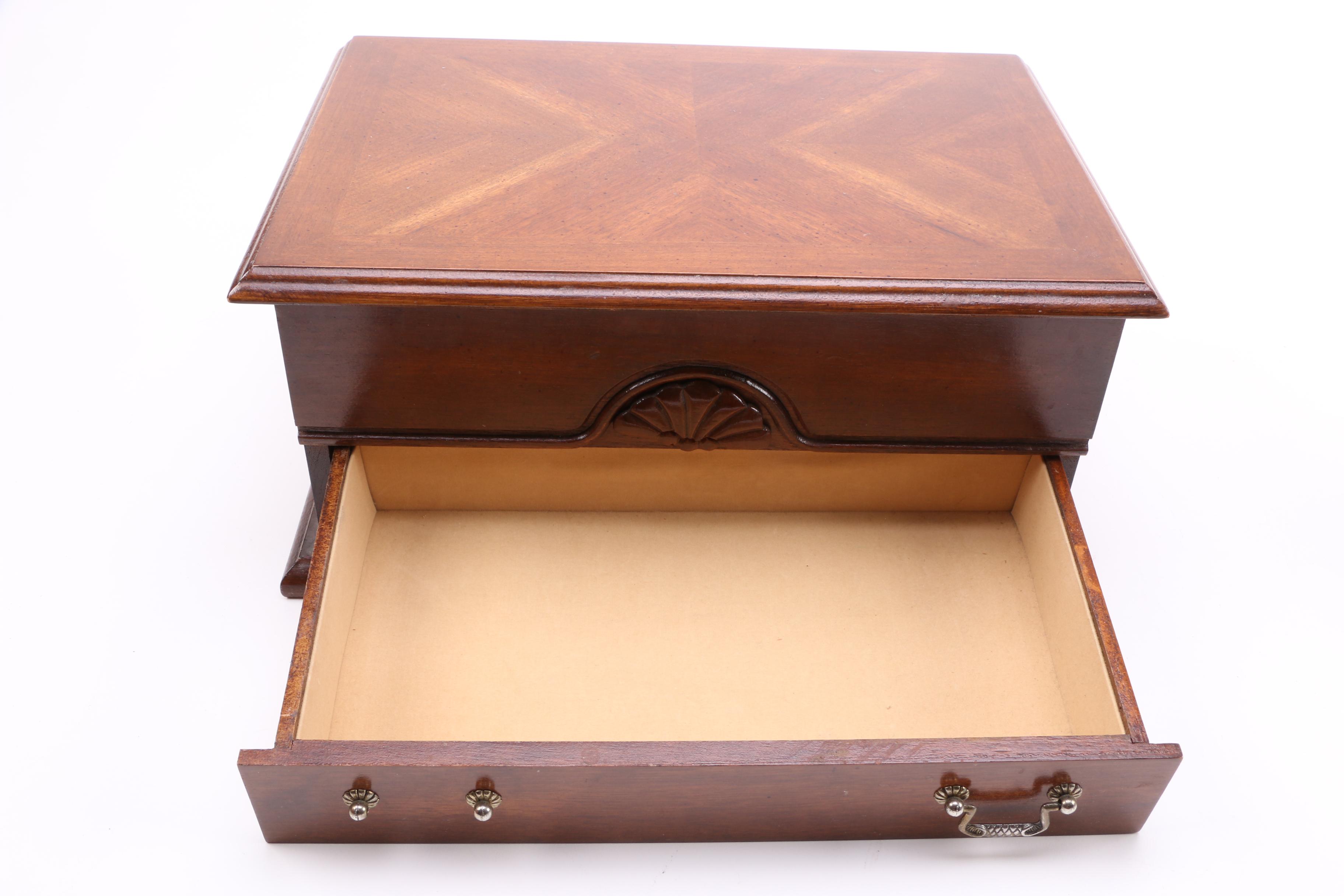 Assortment of Jewelry Chests and Storage Boxes Featuring Pilliod