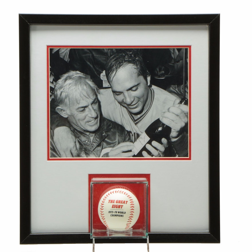 "The Great Eight" Commemorative Baseball and Johnny Bench/Sparky Anderson Print