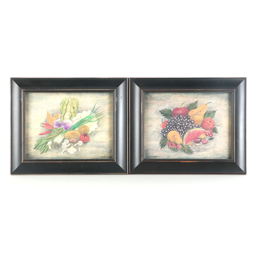 Two Framed Giclees of Fruits and Vegetables After R. Enders