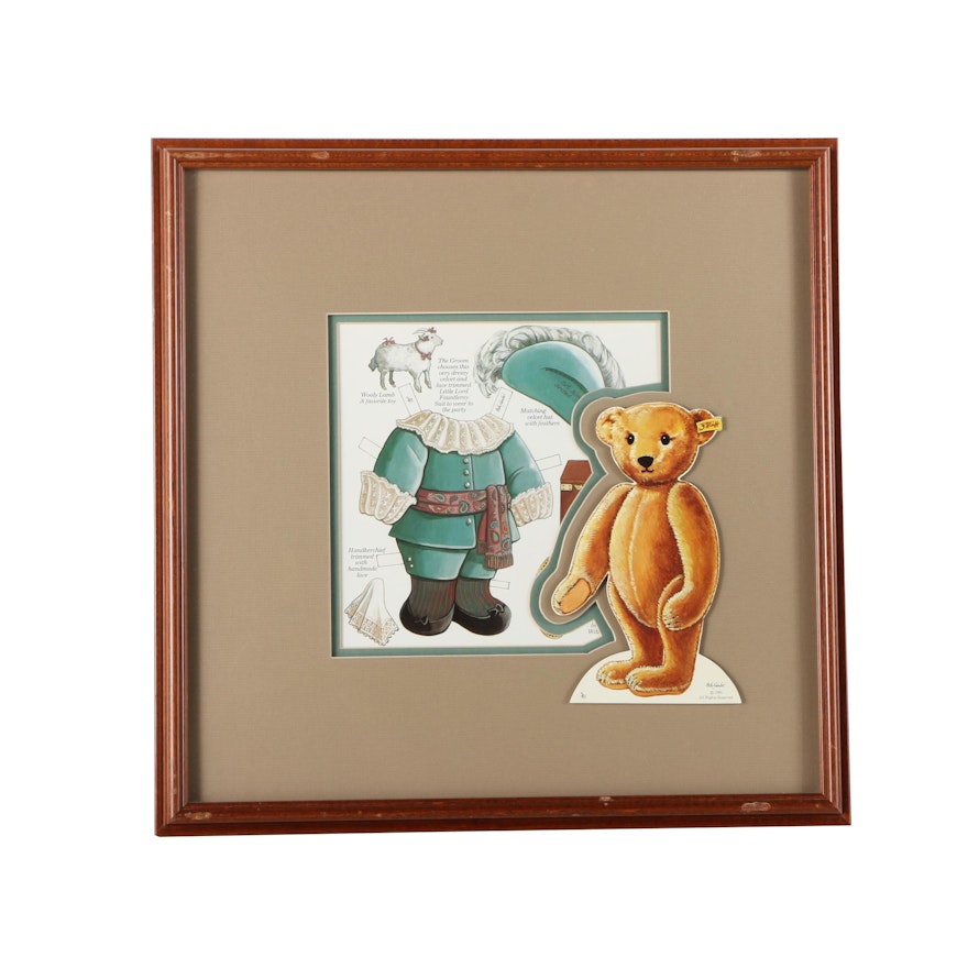 Peck-Gandre Offset Lithograph Paper Doll Stieff Bear and Outfit