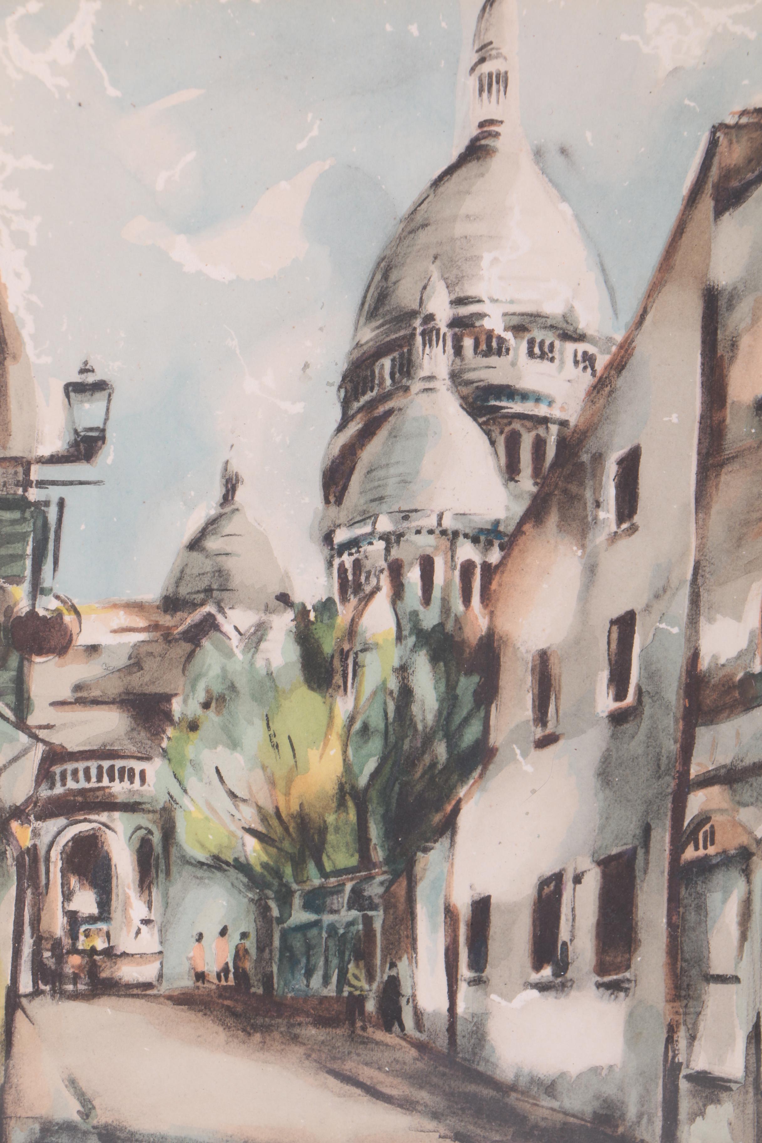 Watercolor Painting on Paper "Paris La Sacré Coeur"