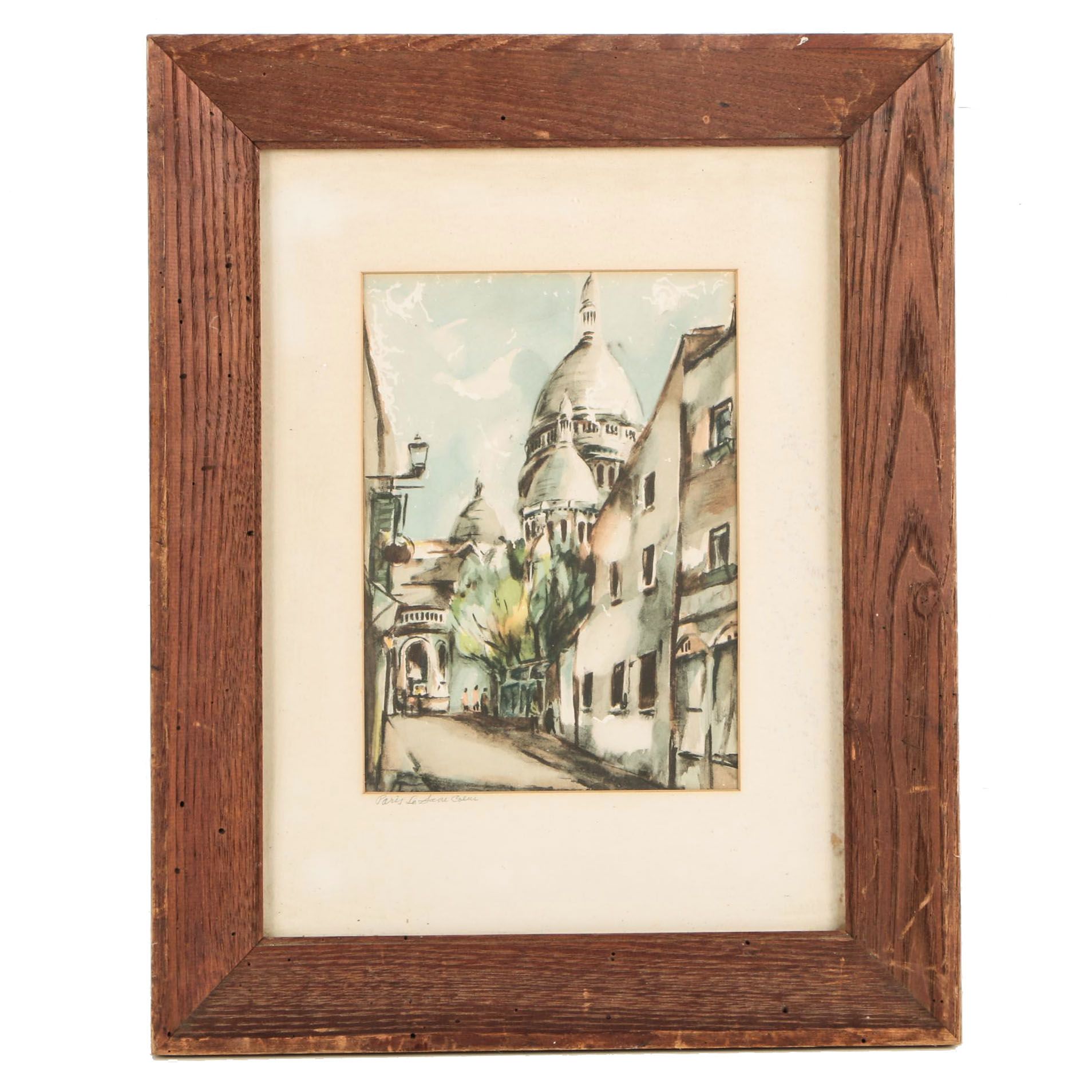 Watercolor Painting on Paper "Paris La Sacré Coeur"