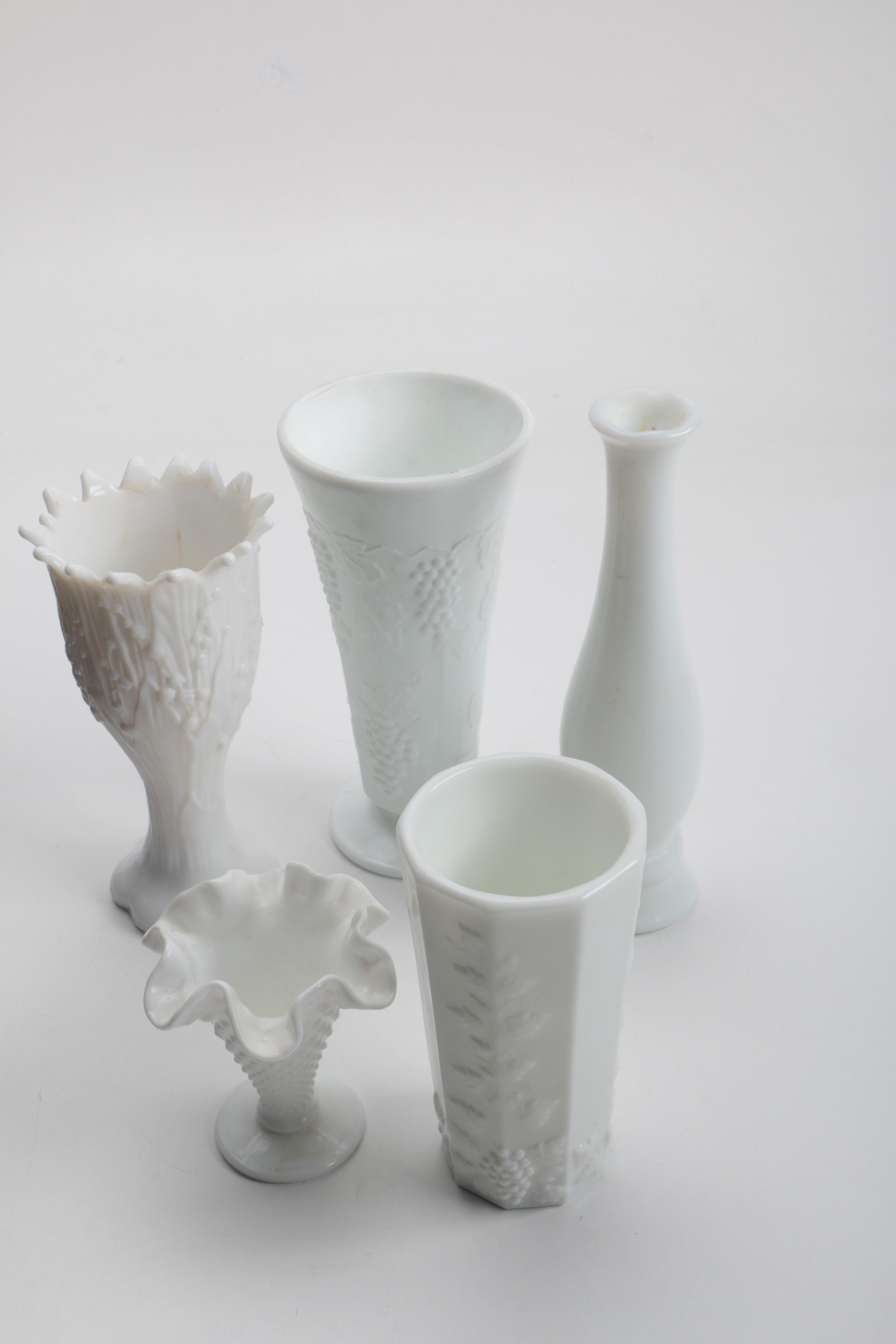 Large Assortment of Milk Glass