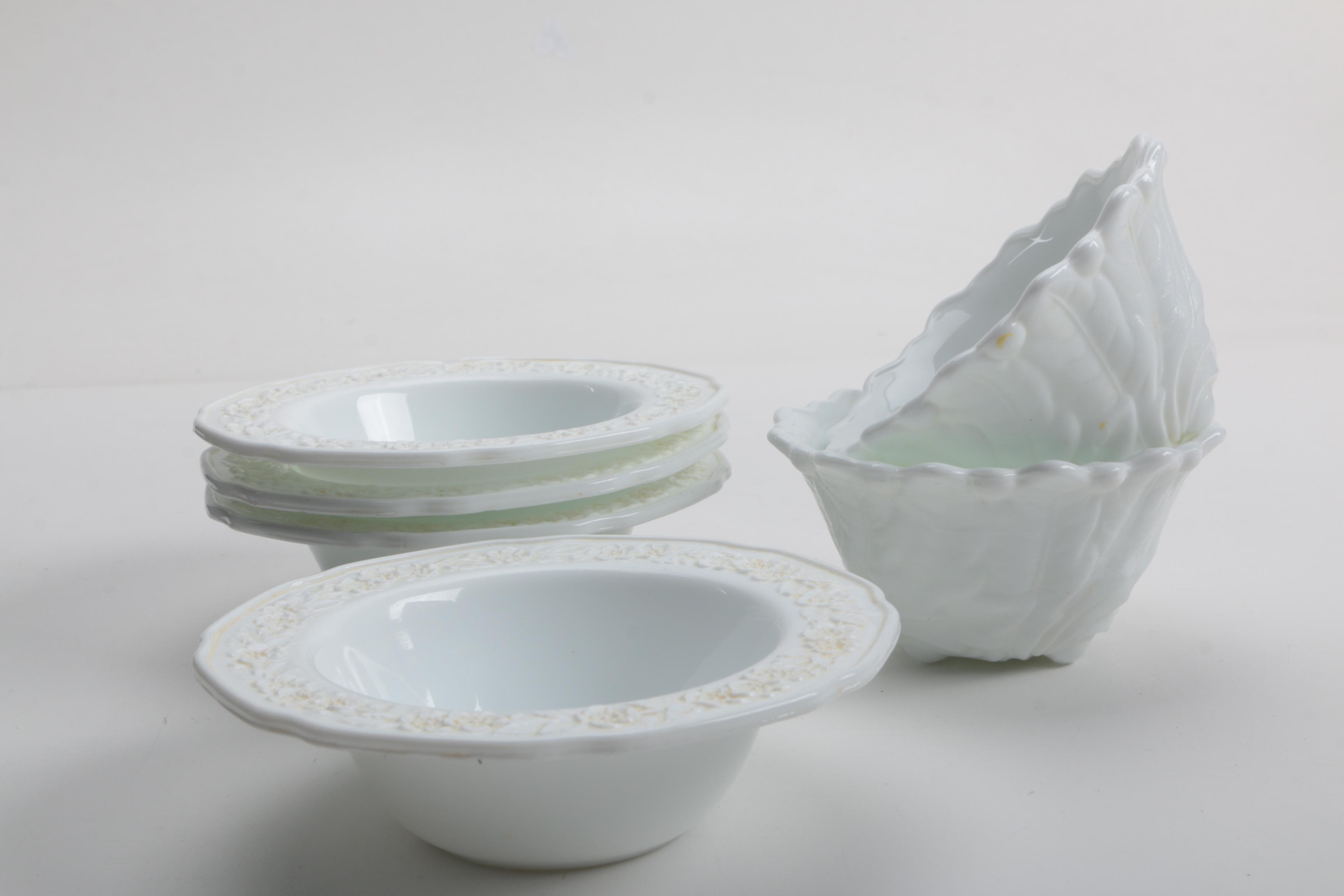 Large Assortment of Milk Glass