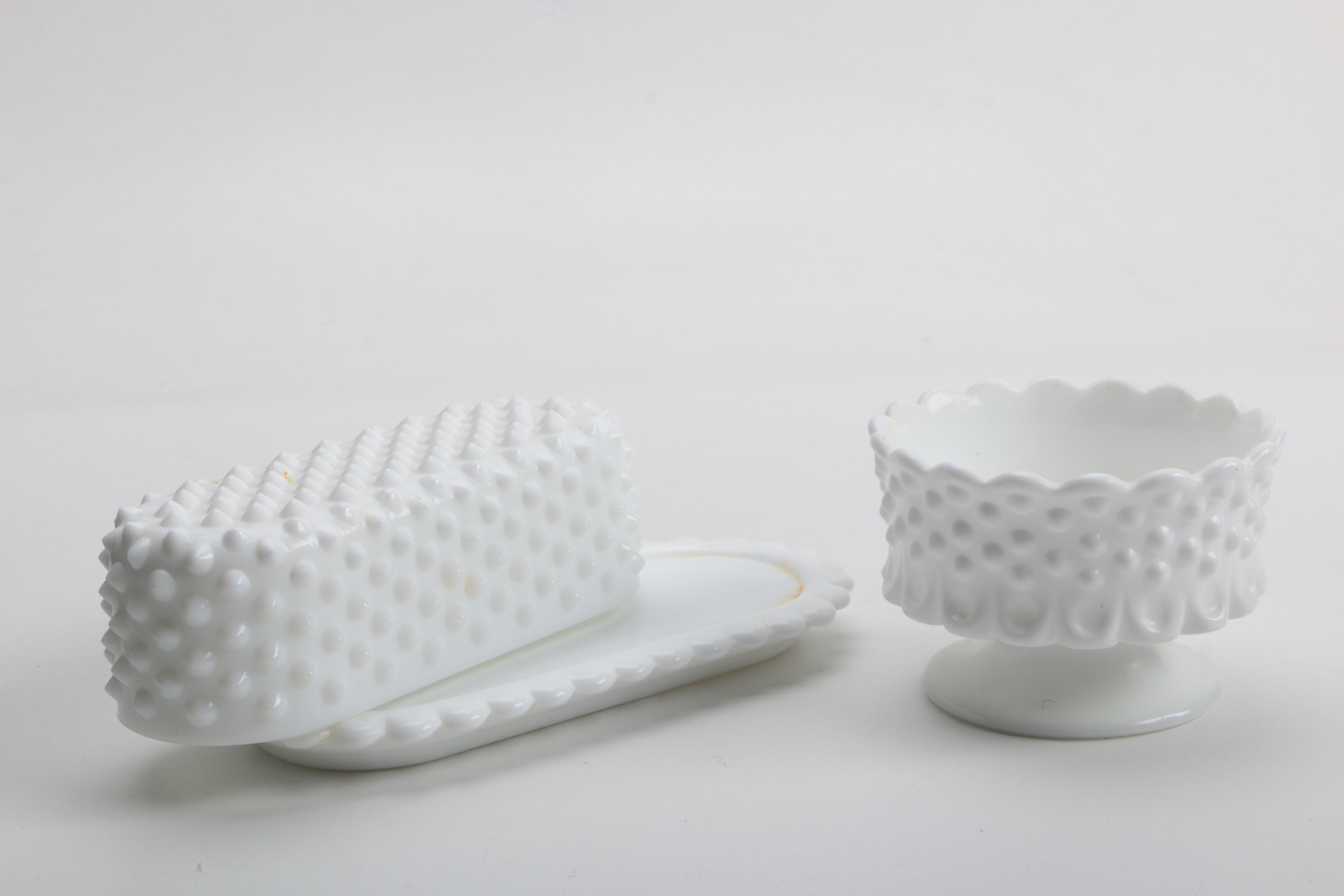 Large Assortment of Milk Glass