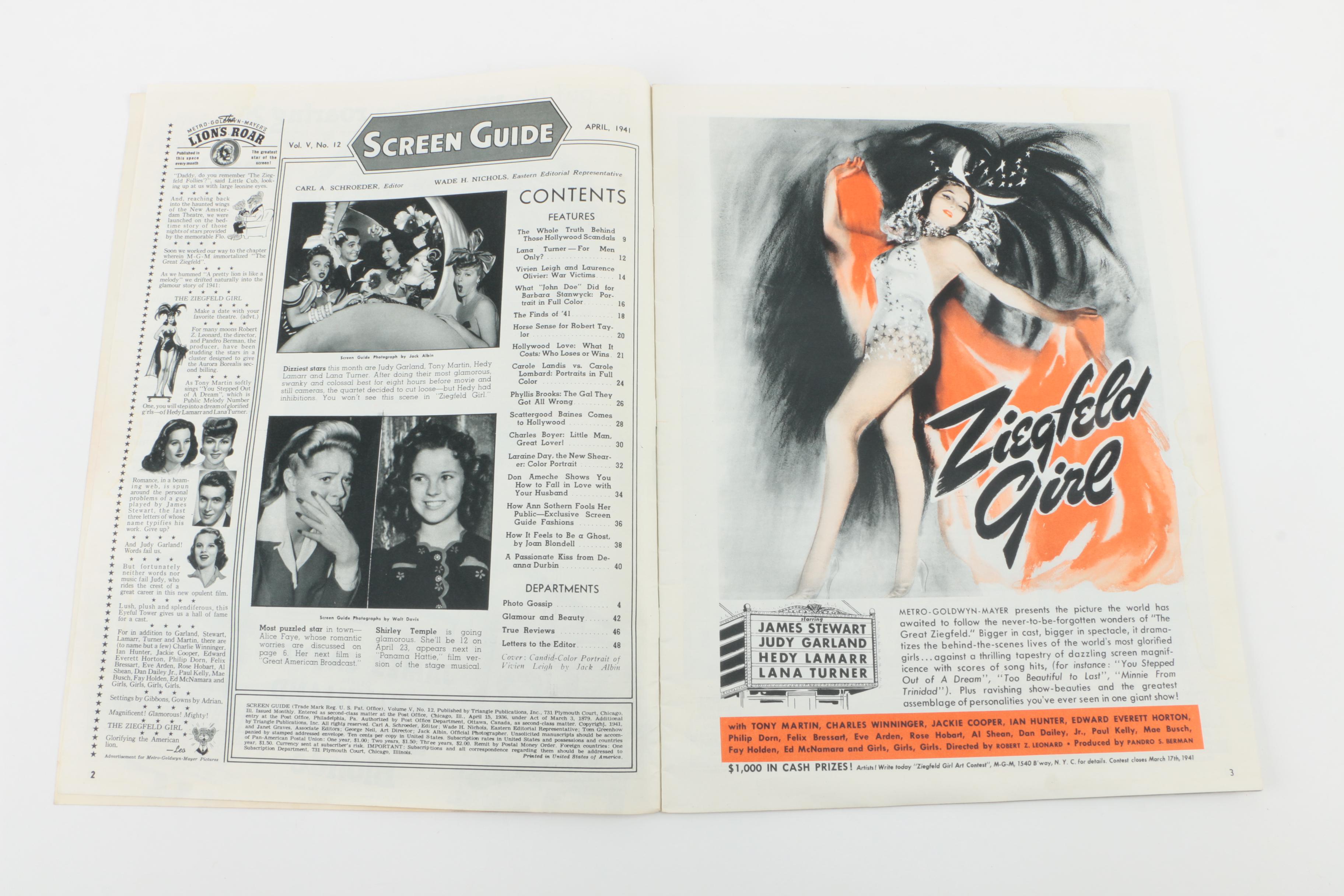 Vintage 1941 Issue of "Screen Guide" Magazine