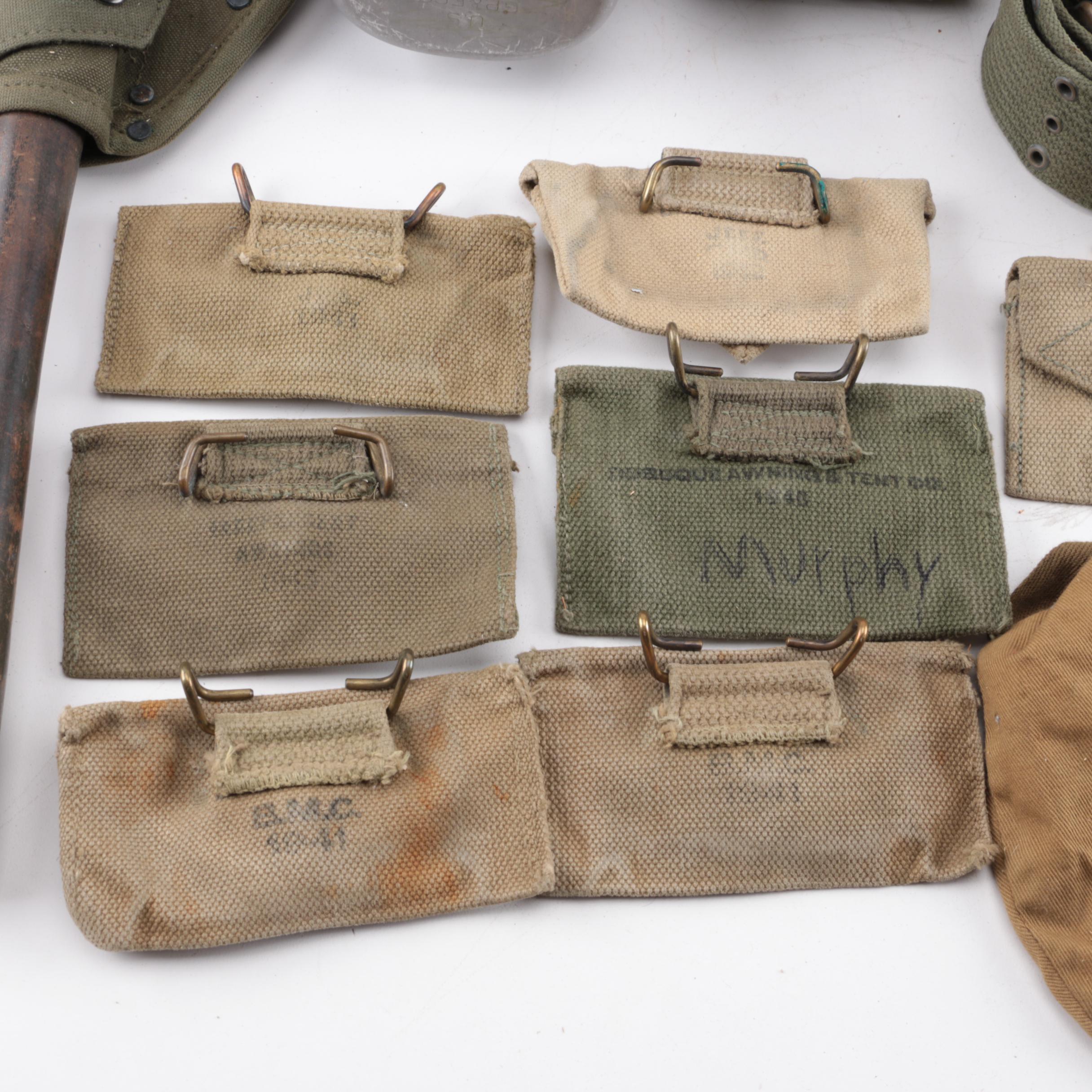 Collection of Military Canteens, Pouches, and Gear