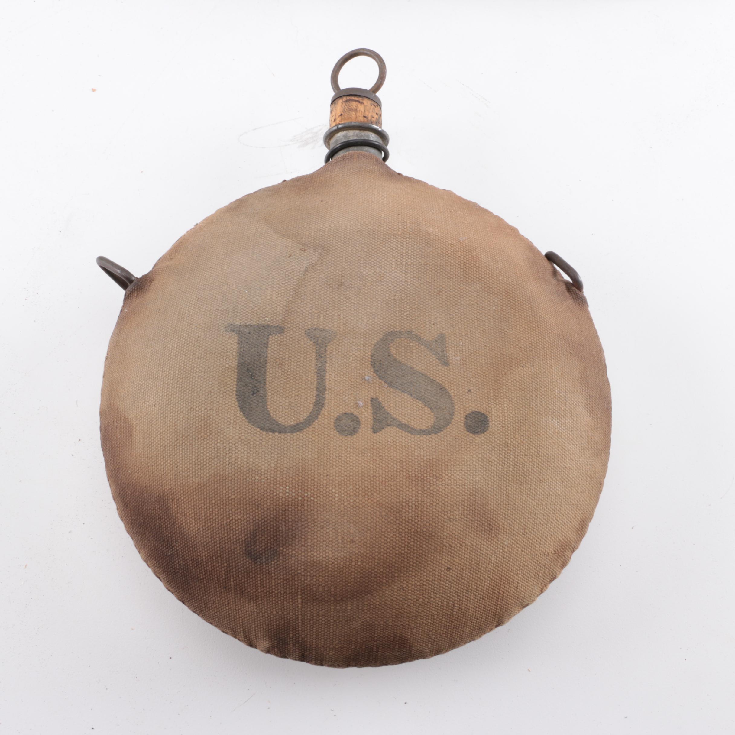 Collection of Military Canteens, Pouches, and Gear