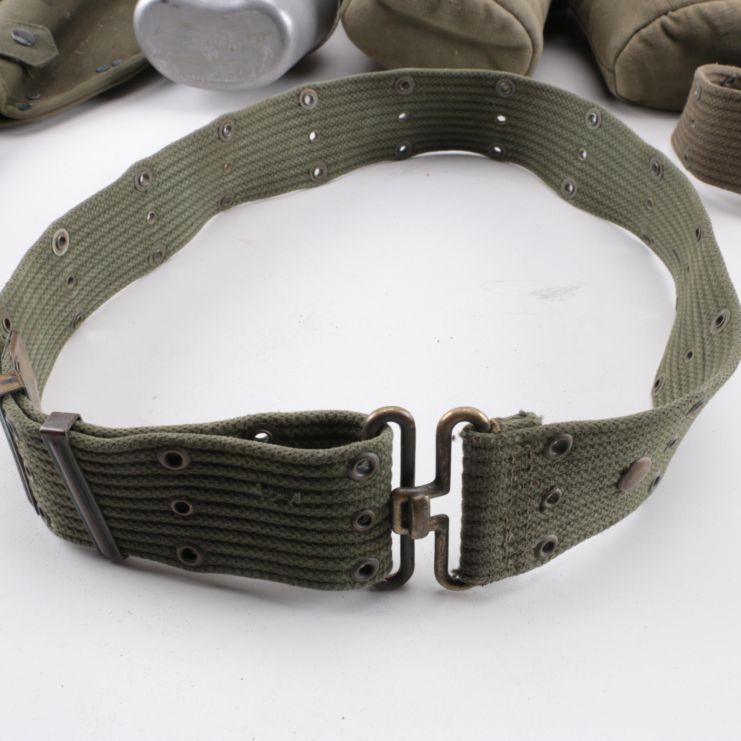 Collection of Military Canteens, Pouches, and Gear
