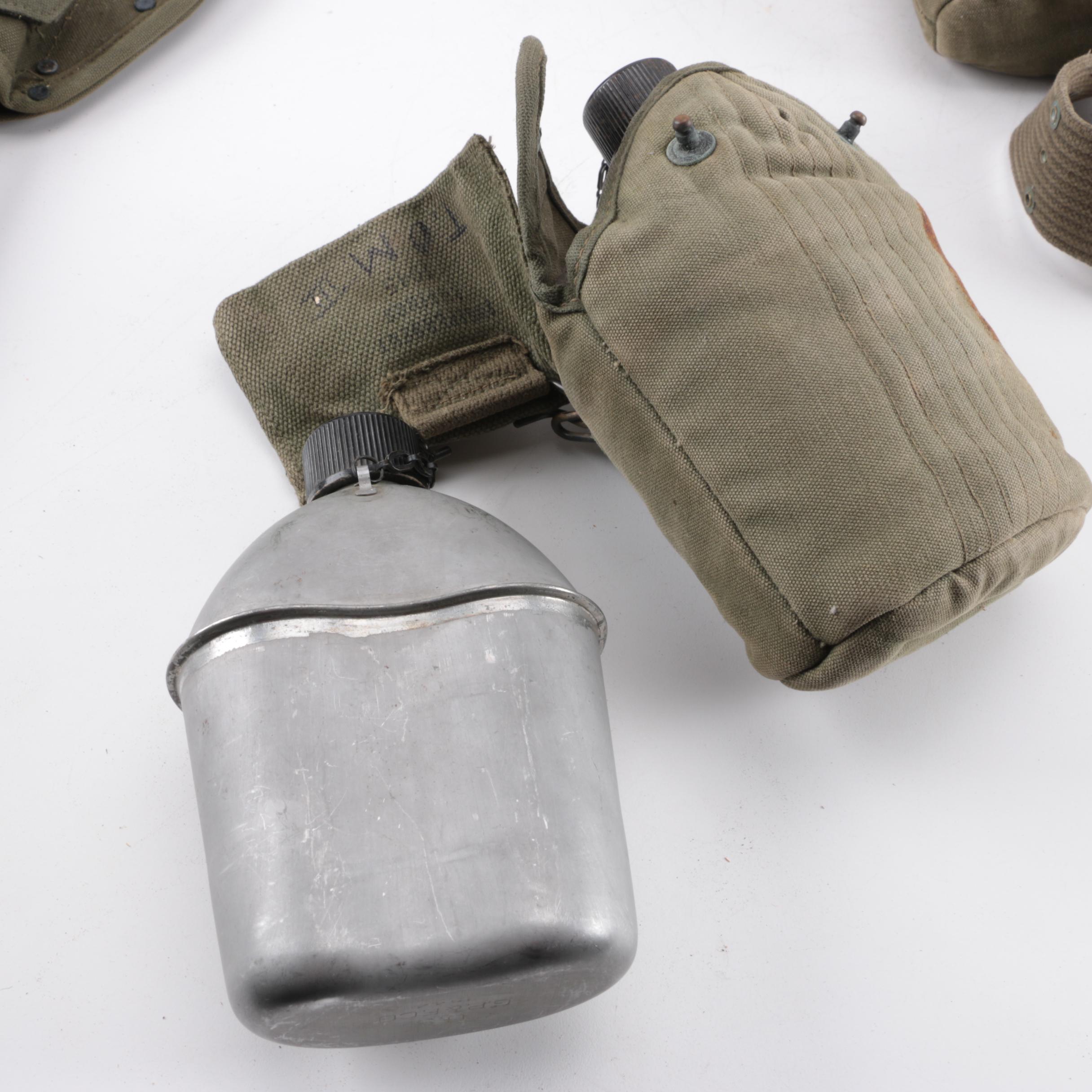 Collection of Military Canteens, Pouches, and Gear