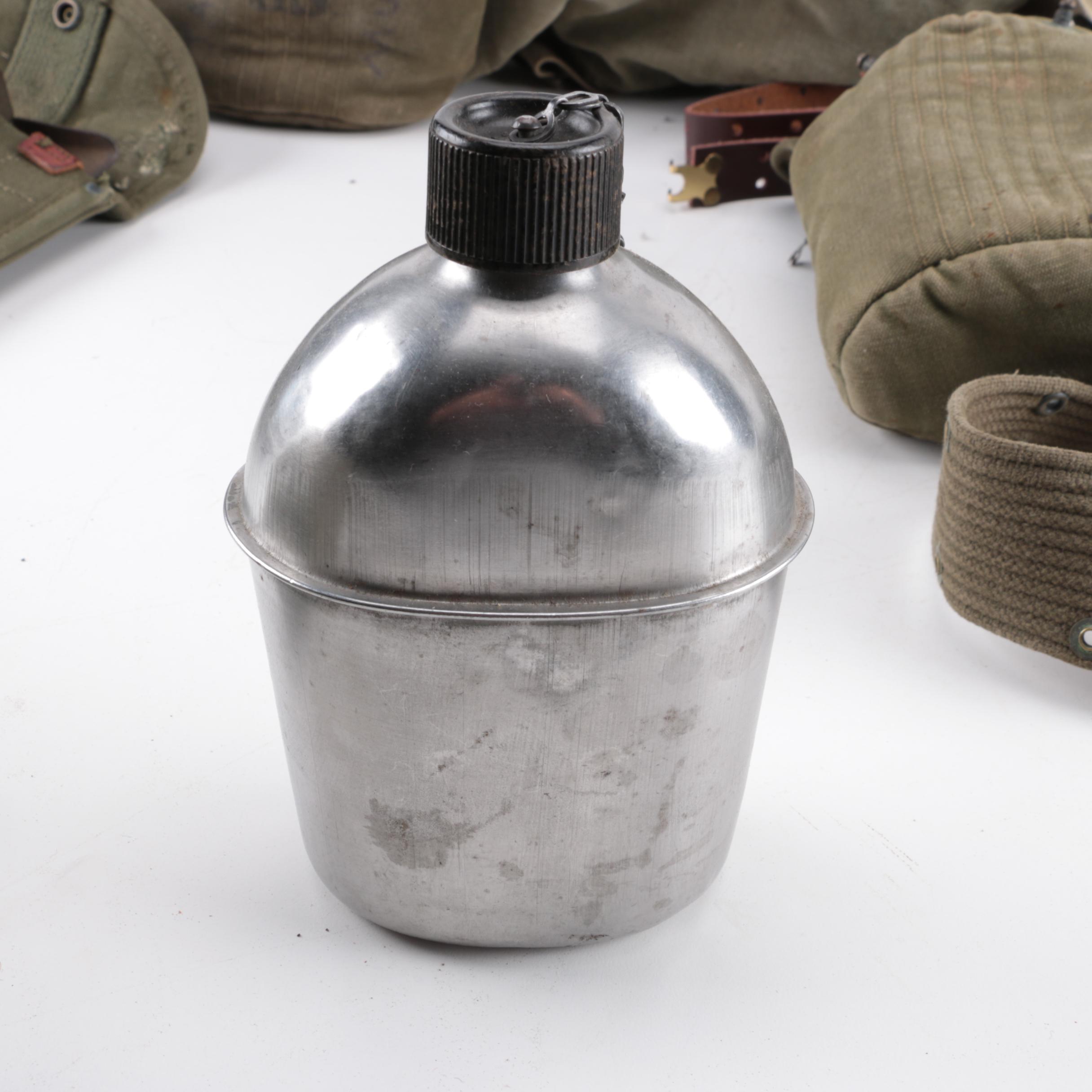 Collection of Military Canteens, Pouches, and Gear