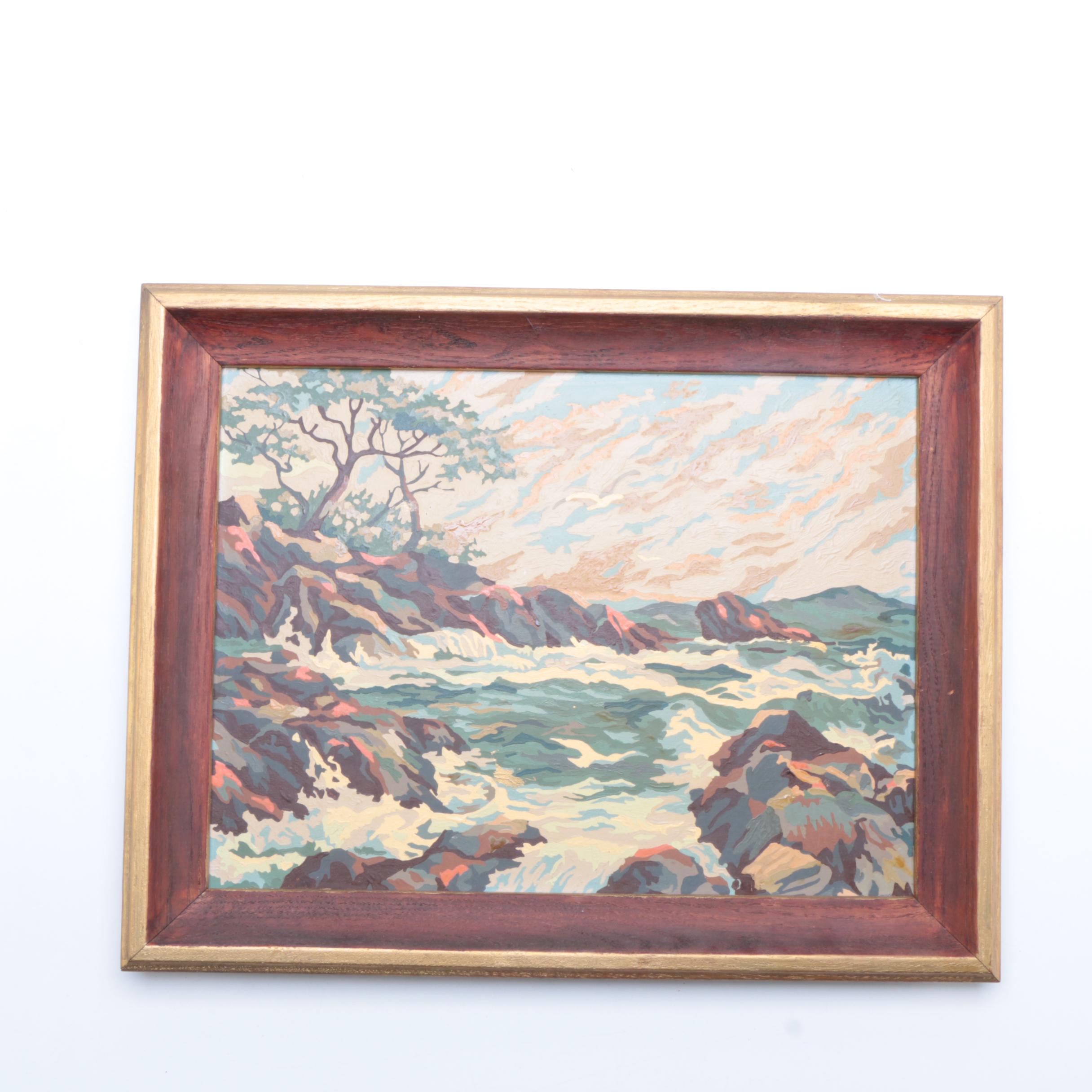 Framed Paint By Number of Raging River