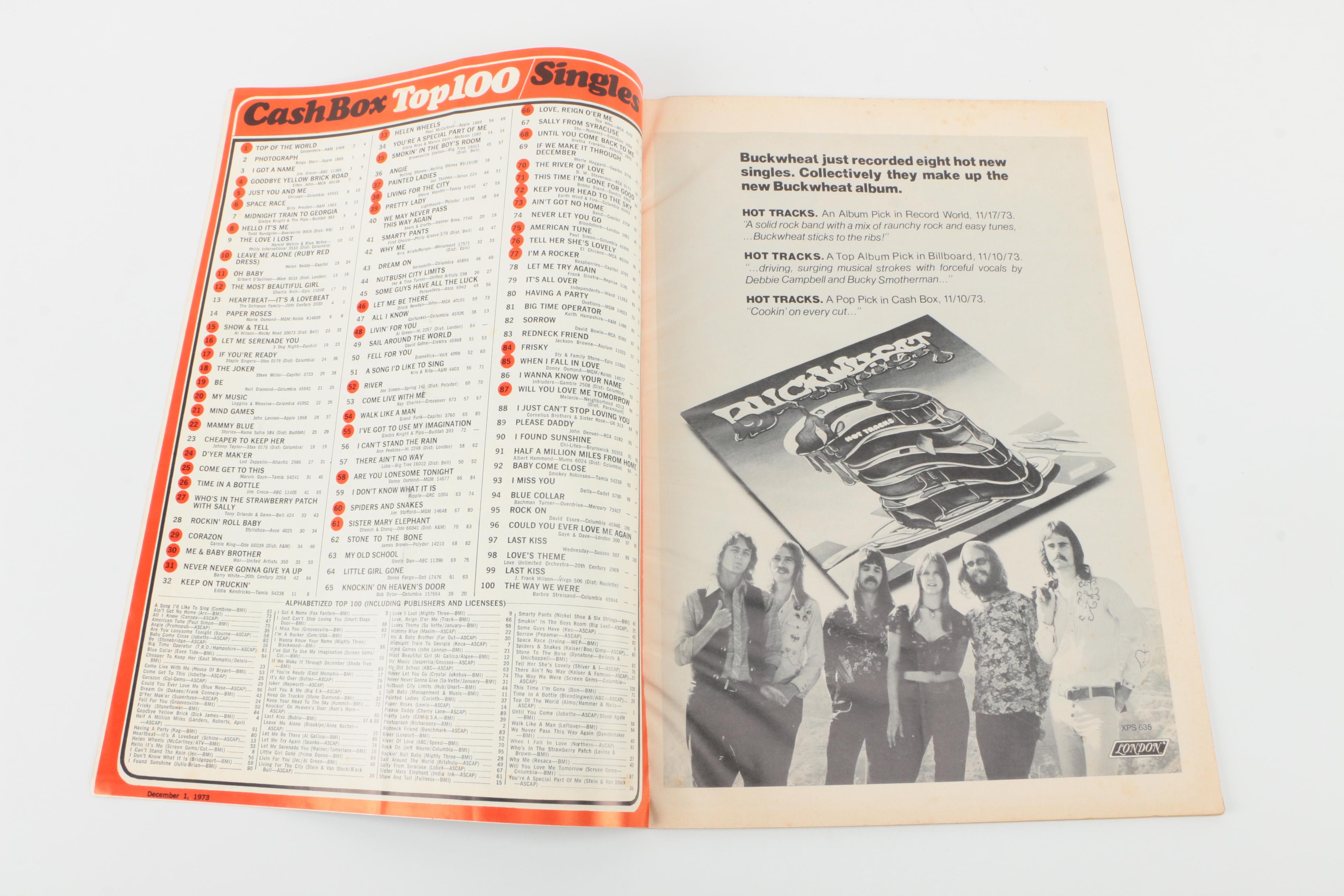 Vintage December 1973 Issue of "Cash Box" Magazine