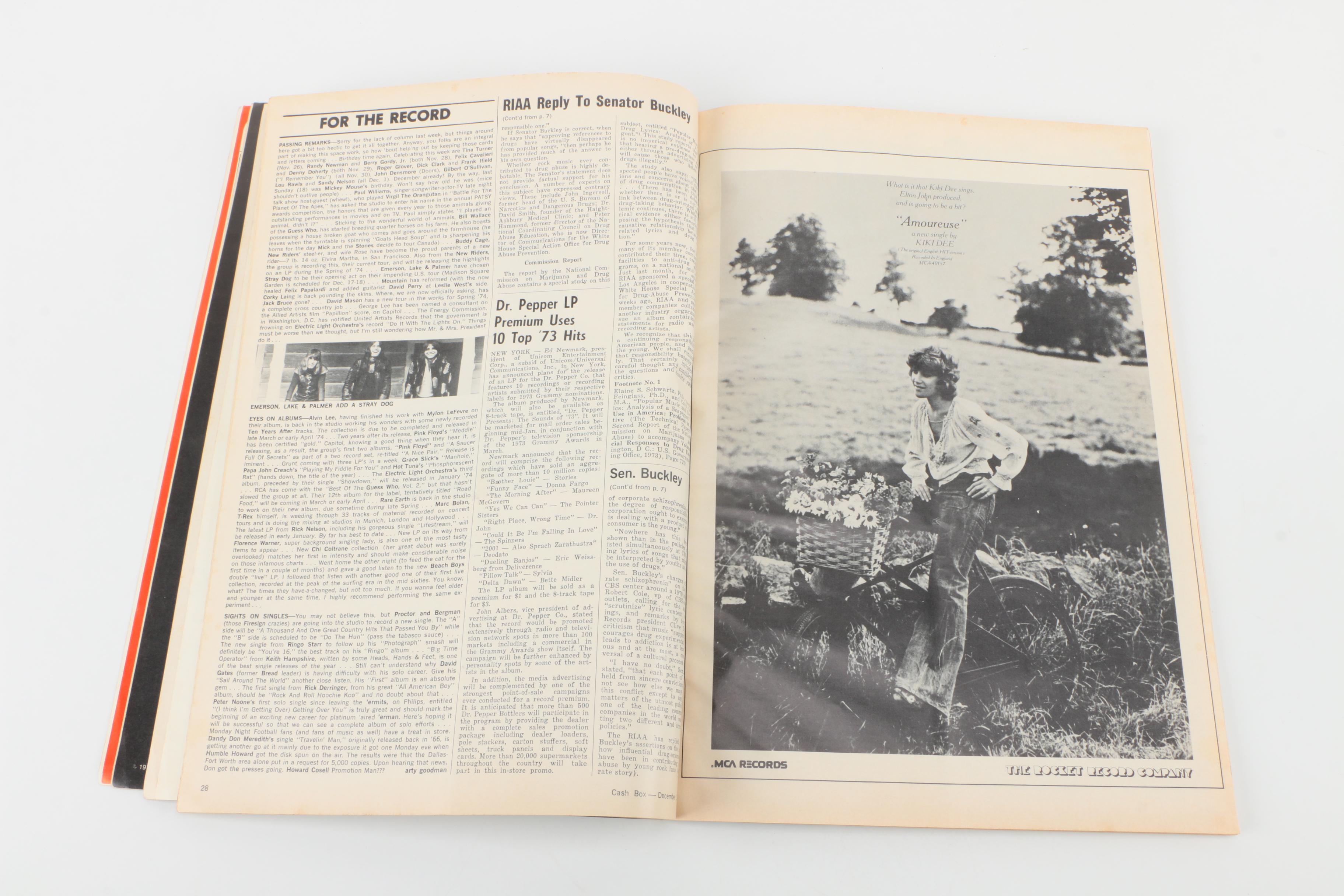 Vintage December 1973 Issue of "Cash Box" Magazine