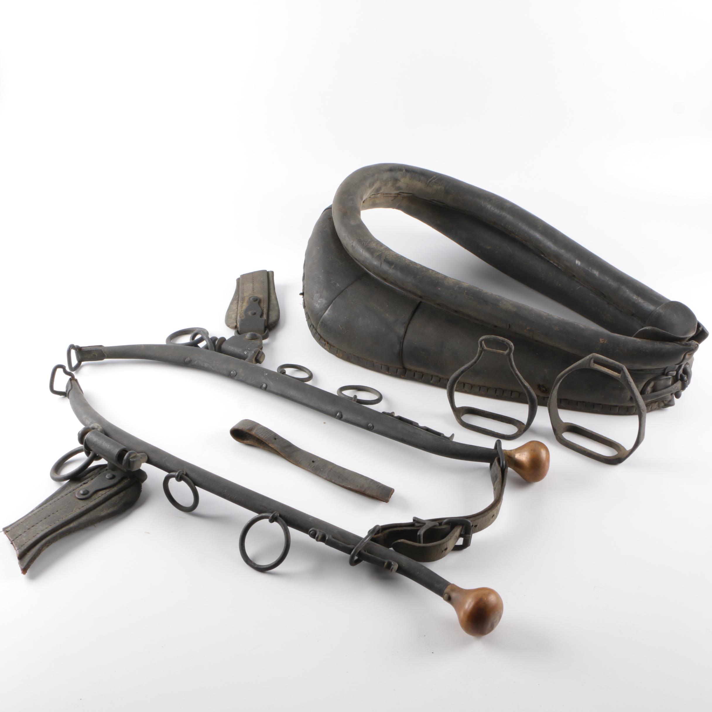 Black Leather Horse Saddle and Accessories