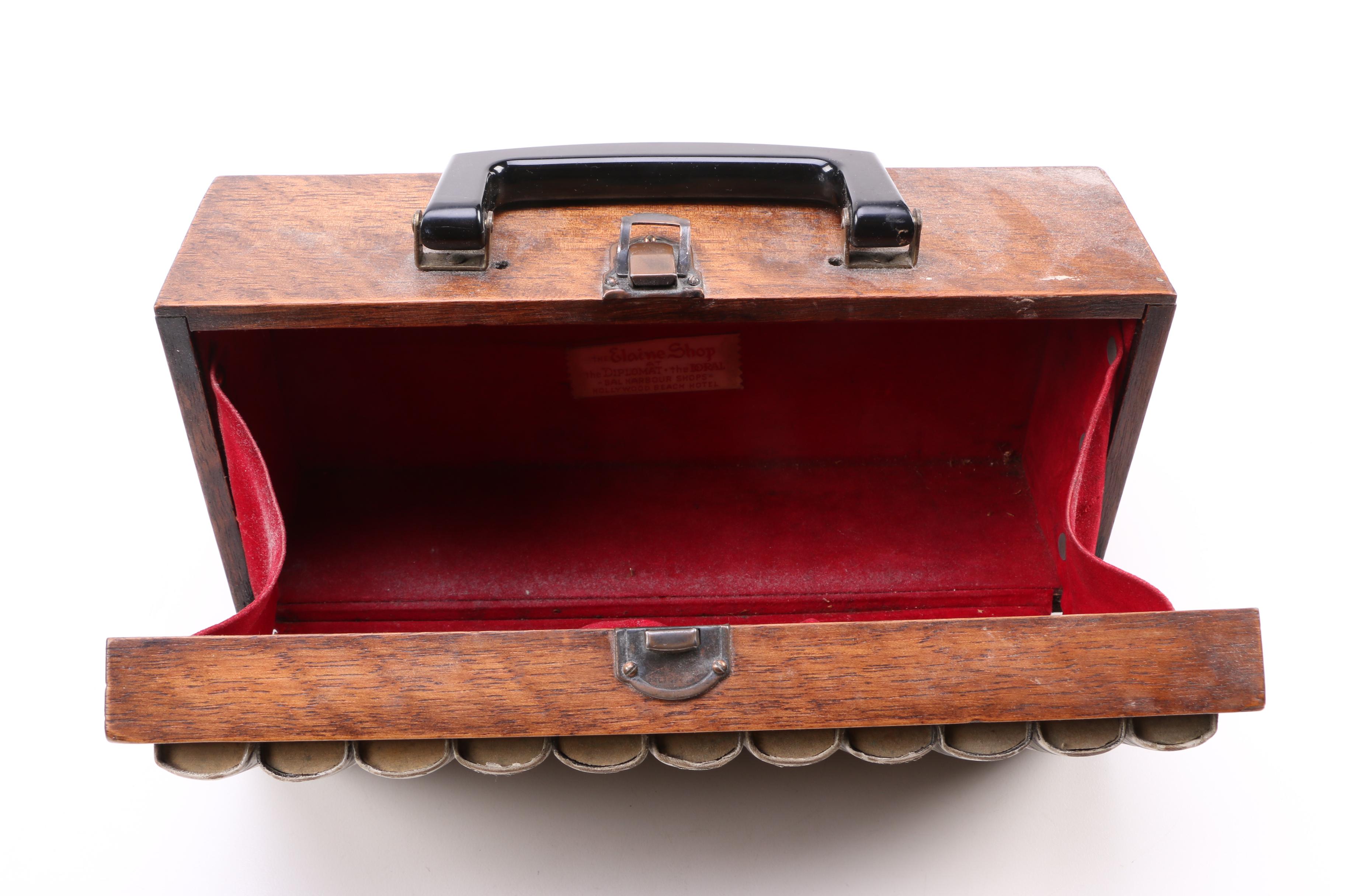 Vintage The Elaine Shop Wooden Case Handbag