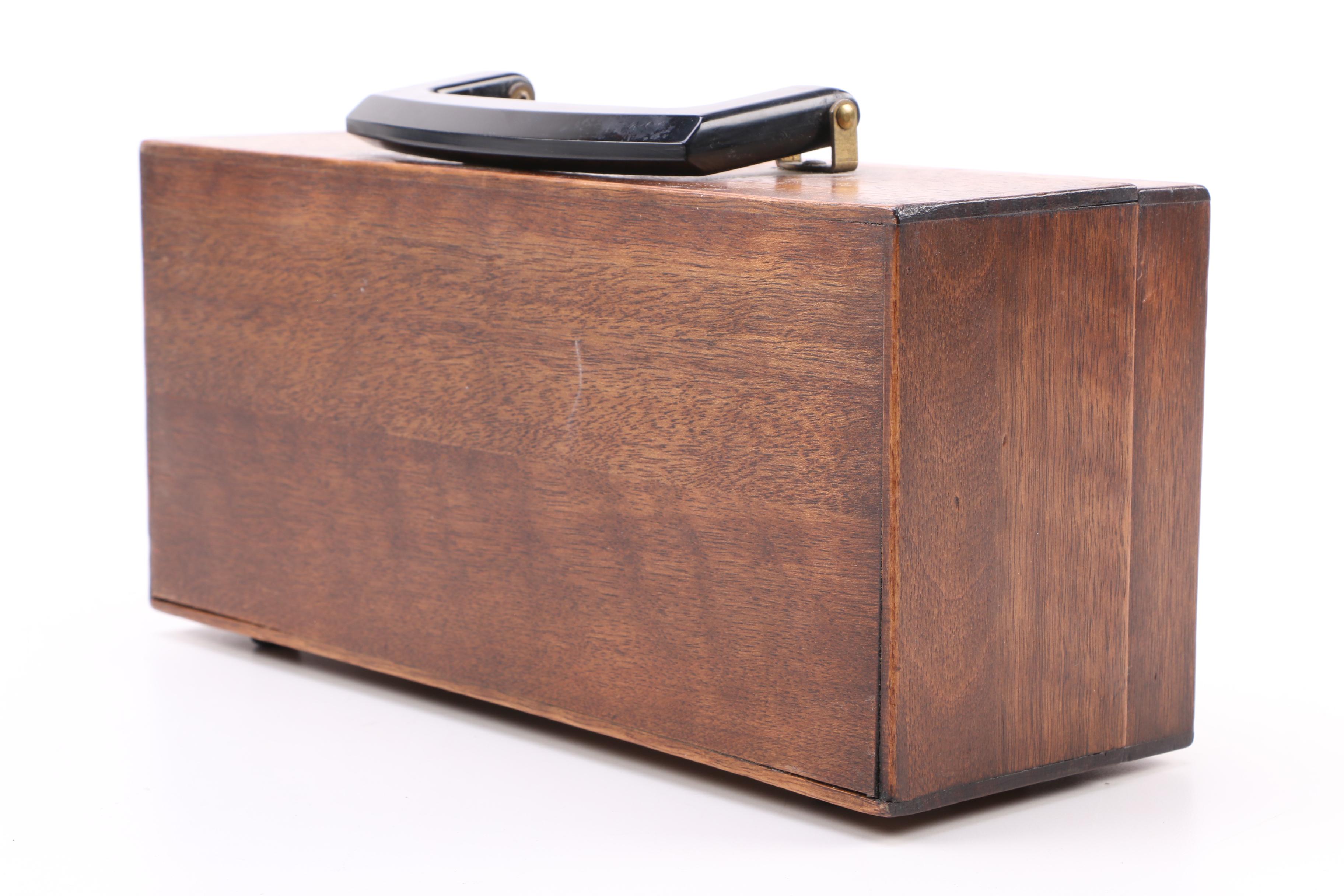 Vintage The Elaine Shop Wooden Case Handbag