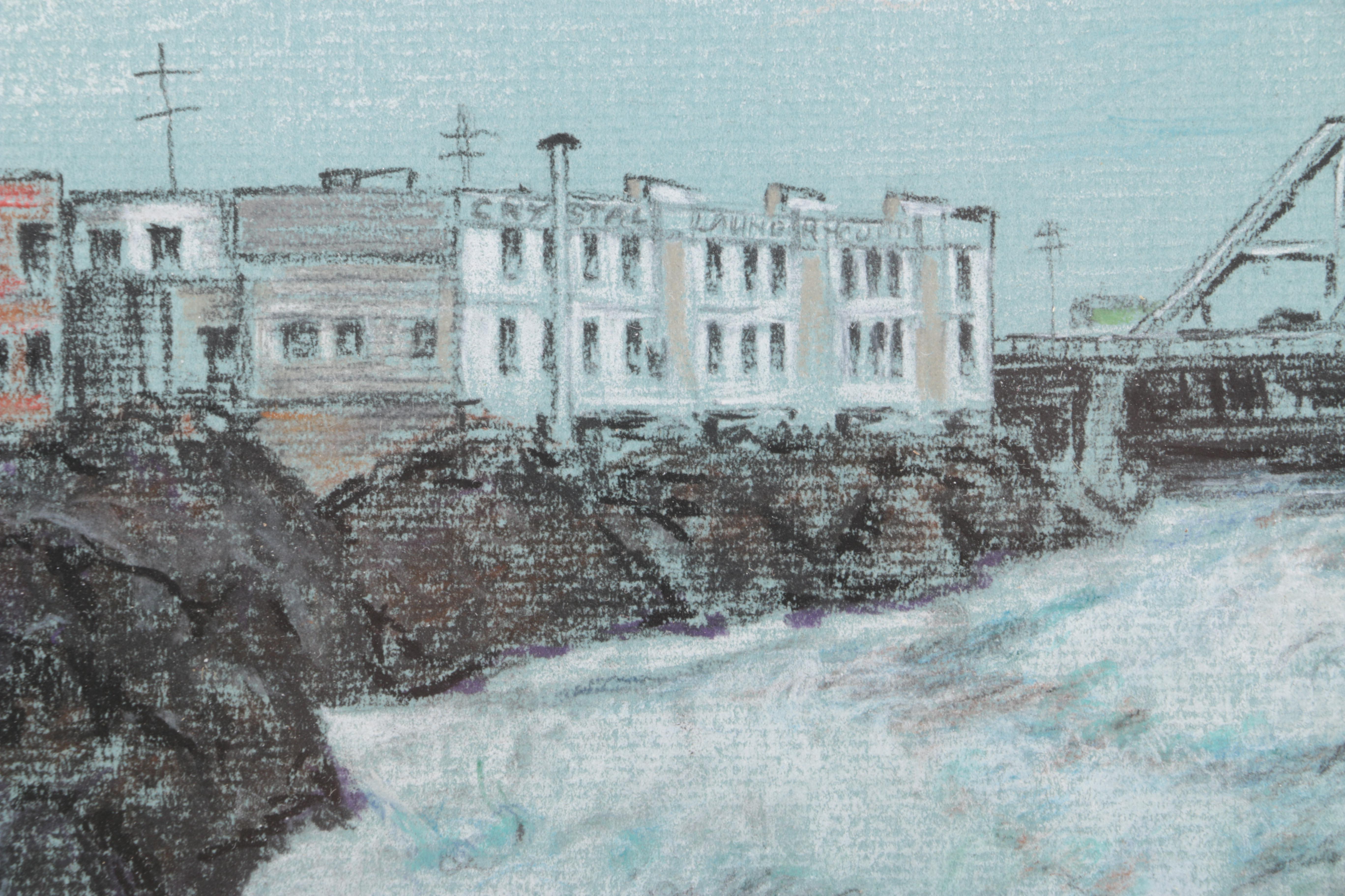 1976 W.A Moline Colored Drawing on Paper "Crystal Island, Pre-Expo '74"