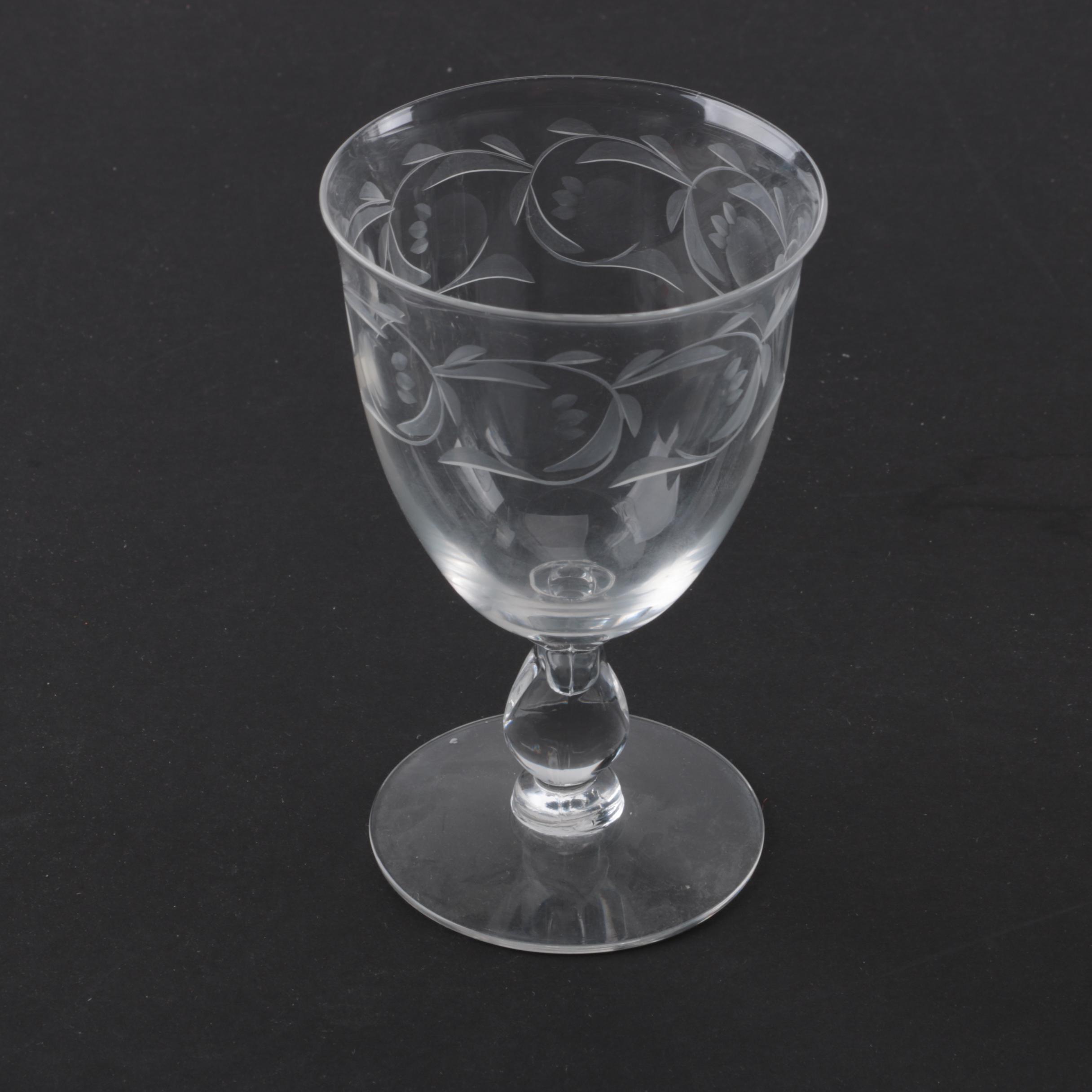 Floral Etched Glass Serveware