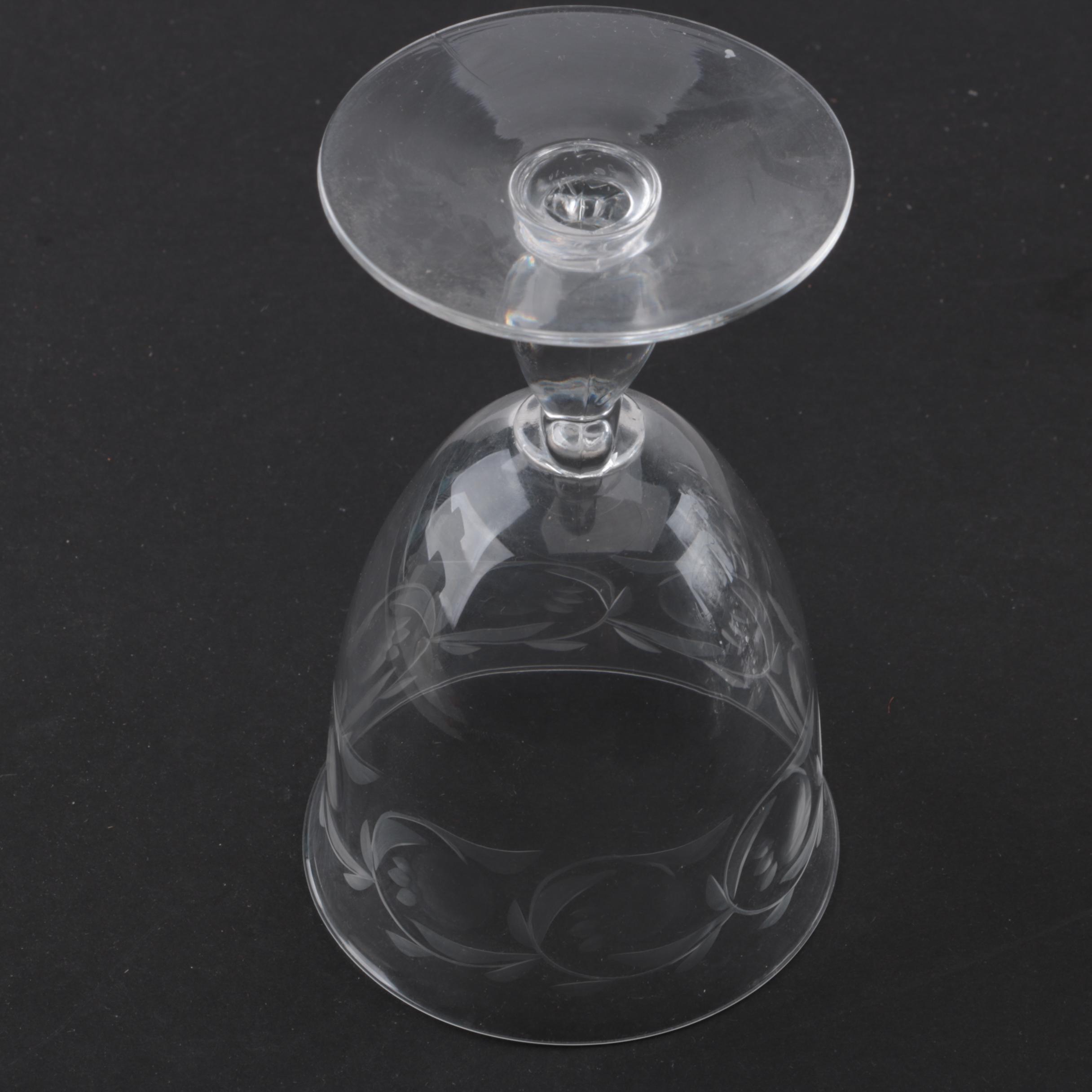 Floral Etched Glass Serveware
