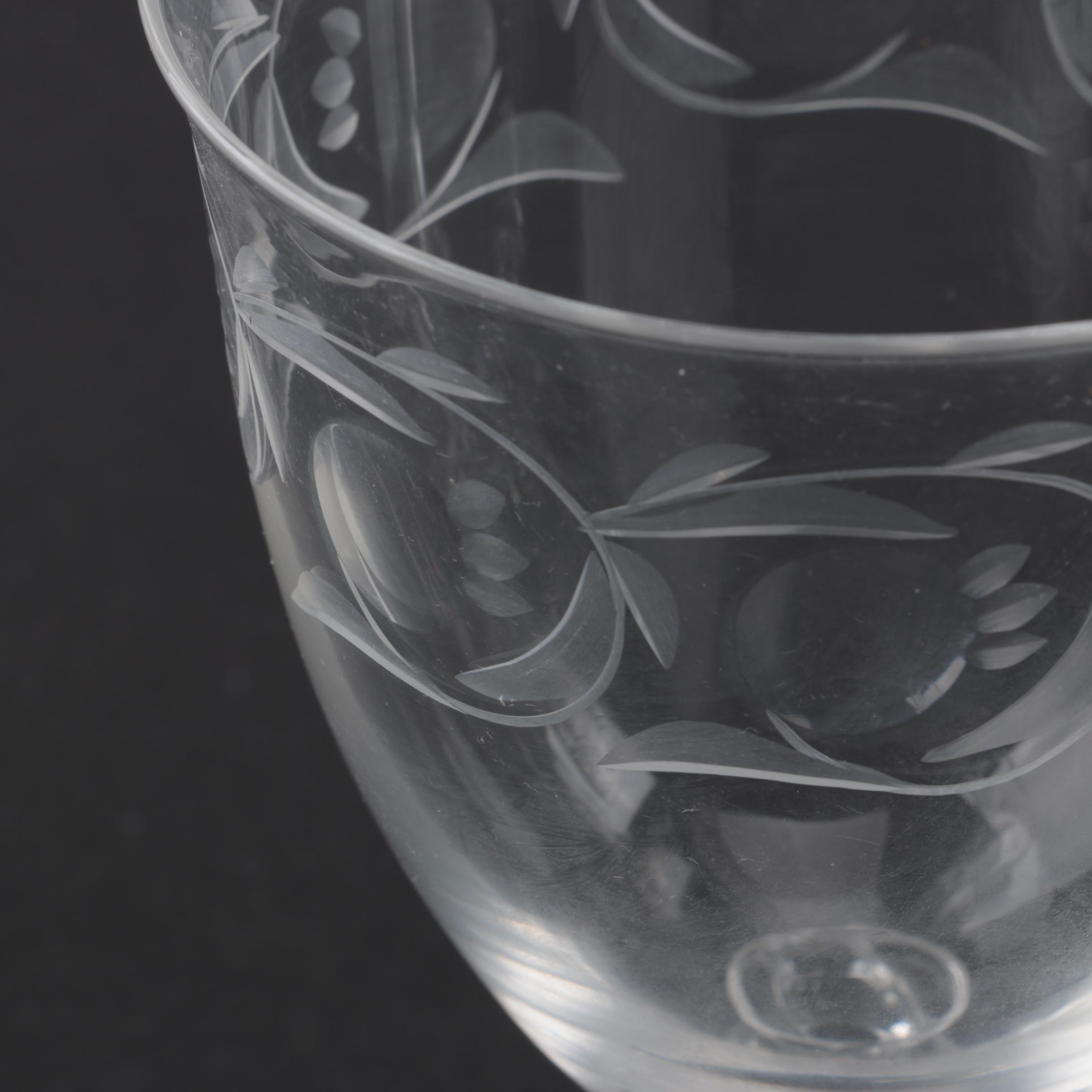 Floral Etched Glass Serveware