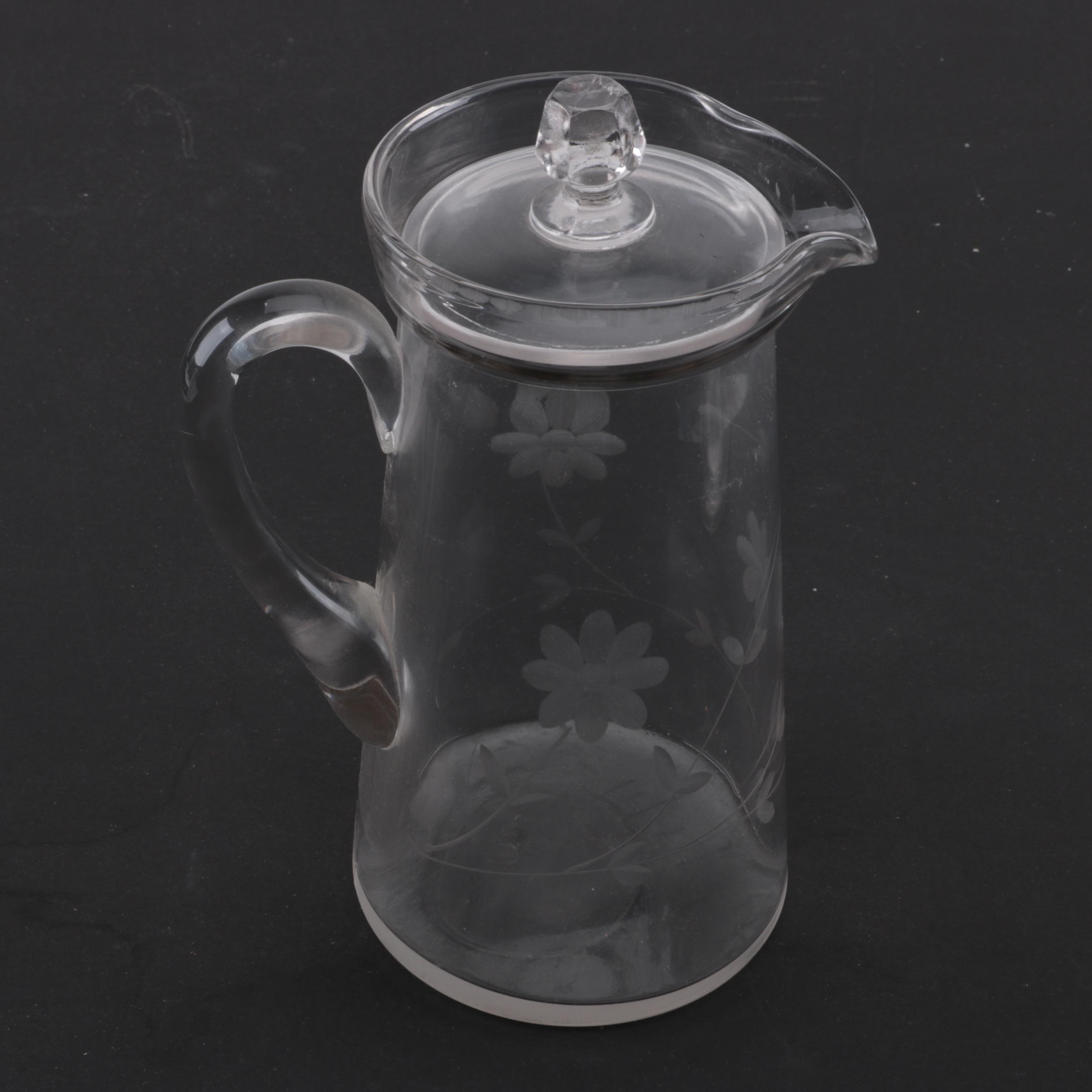 Floral Etched Glass Serveware